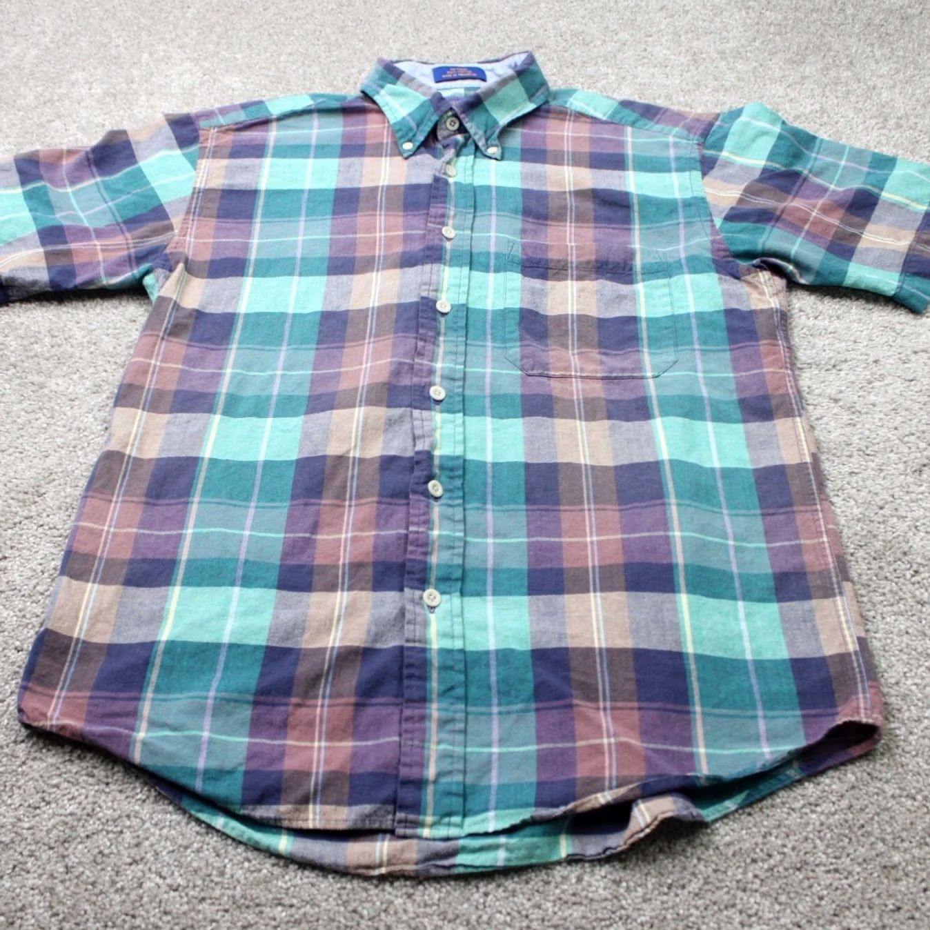 Pendleton Pendleton Shirt Men Medium Green/Blue Plaid 100% Cotton Short Sleeve Button Down Size US M / EU 48-50 / 2 - 3 Thumbnail