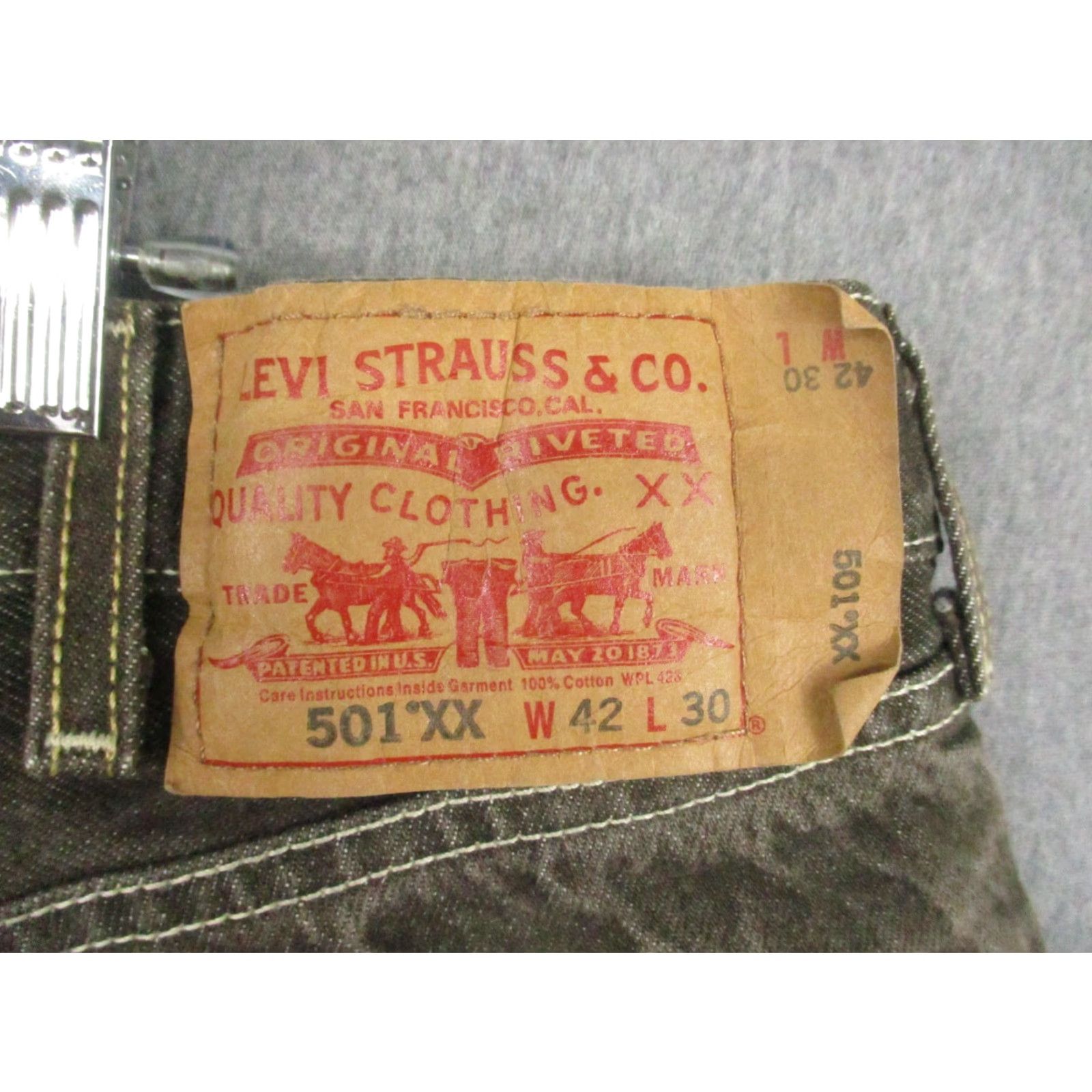 Levi's Levi's 501XX Jeans Button Fly 42x30 Men Straight Dark Brown Denim Jeans Size US 40 / EU 56 - 2 Thumbnail