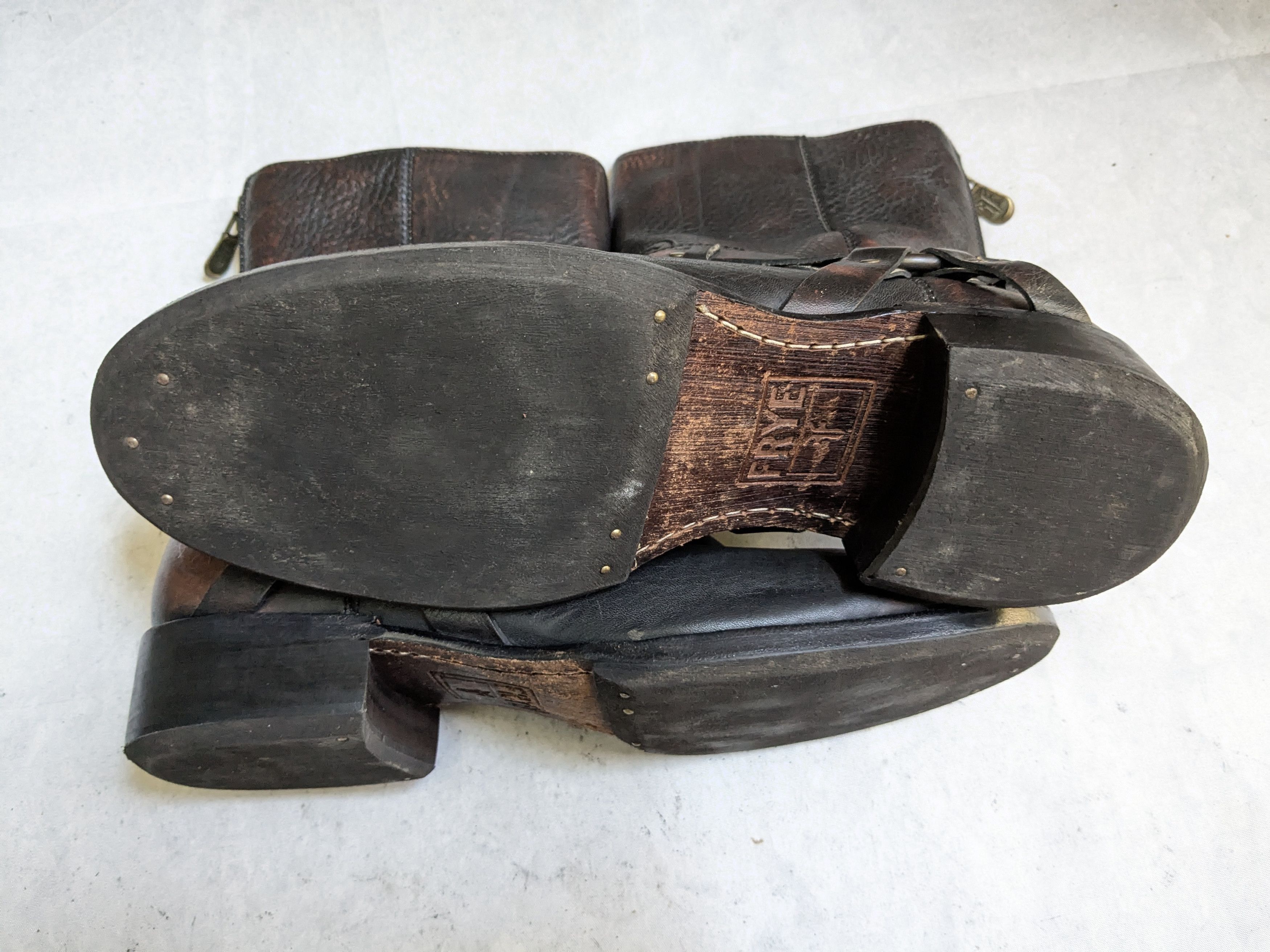 Frye Frye Harness Boots Brown 11 Back Zip Leather Buckle Strap Size US 11 / EU 44 - 15 Thumbnail