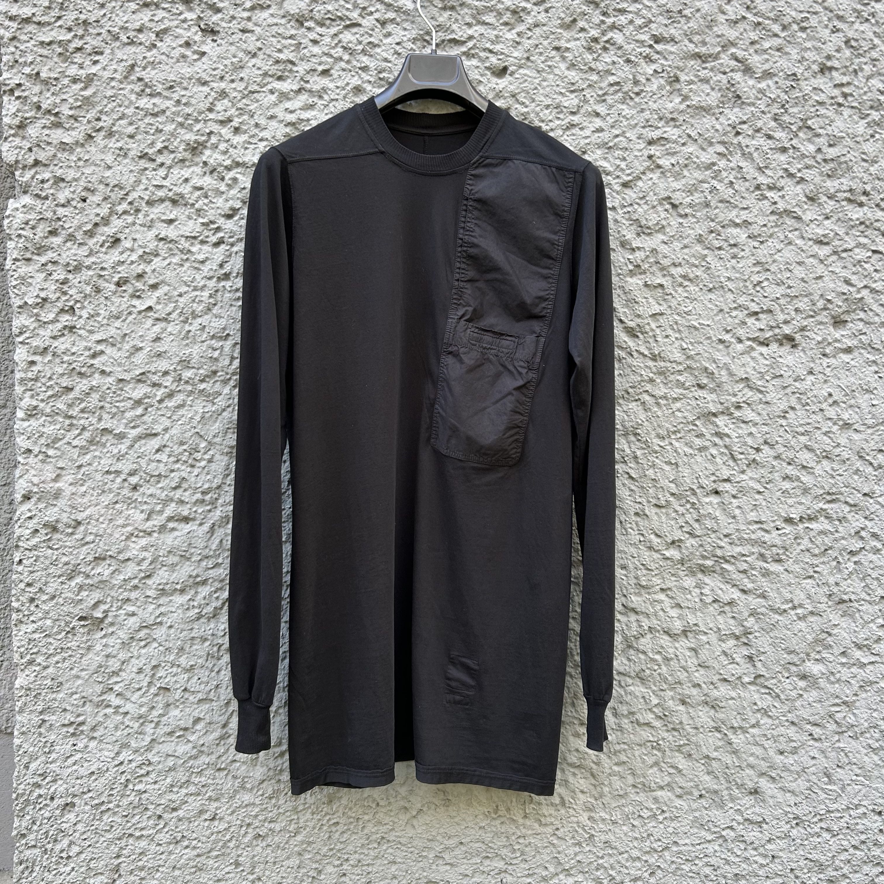 Rick Owens Drkshdw Rick Owens Black Long-Sleeved T-Shirt Top Pockets F/W17 Size US M / EU 48-50 / 2 - 1 Thumbnail