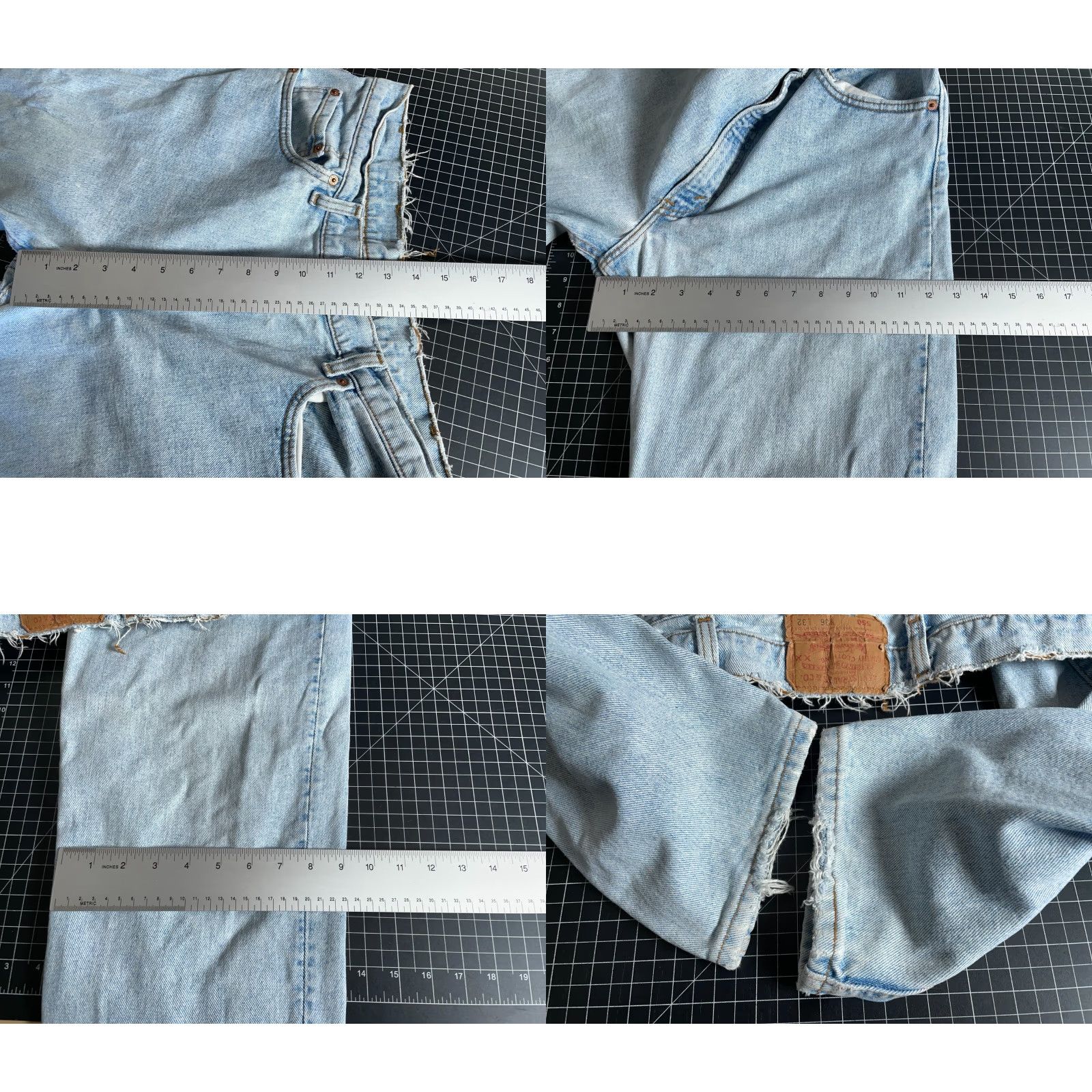 Levi's VINTAGE Levi's 550 Jeans Mens 34 x 31 Light Blue Denim 90s Distressed Straight 5-Pocket Zip Fly USA Made Size US 34 / EU 50 - 8 Thumbnail