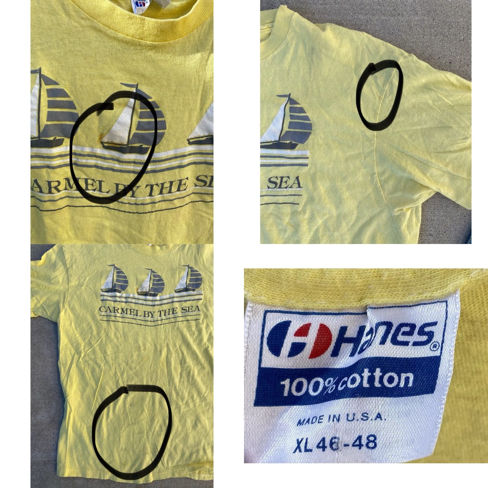 Hanes Vintage Hanes Sailboat Graphic Tee T-Shirt XL Men Yellow Nautical California Beach 90s Sailboats Maritime Shirt Size US XL / EU 56 / 4 - 9 Thumbnail