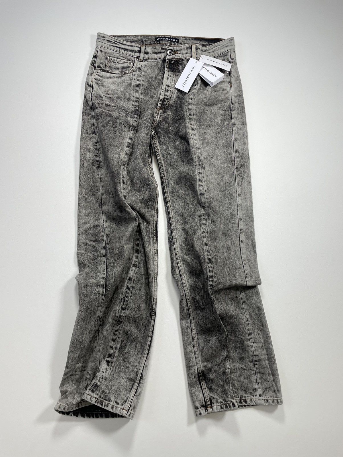 Y/Project S/S 23 ‘Wire’ Acid Washed Gray Denim Jeans Size US 34 / EU 50 - 1 Thumbnail