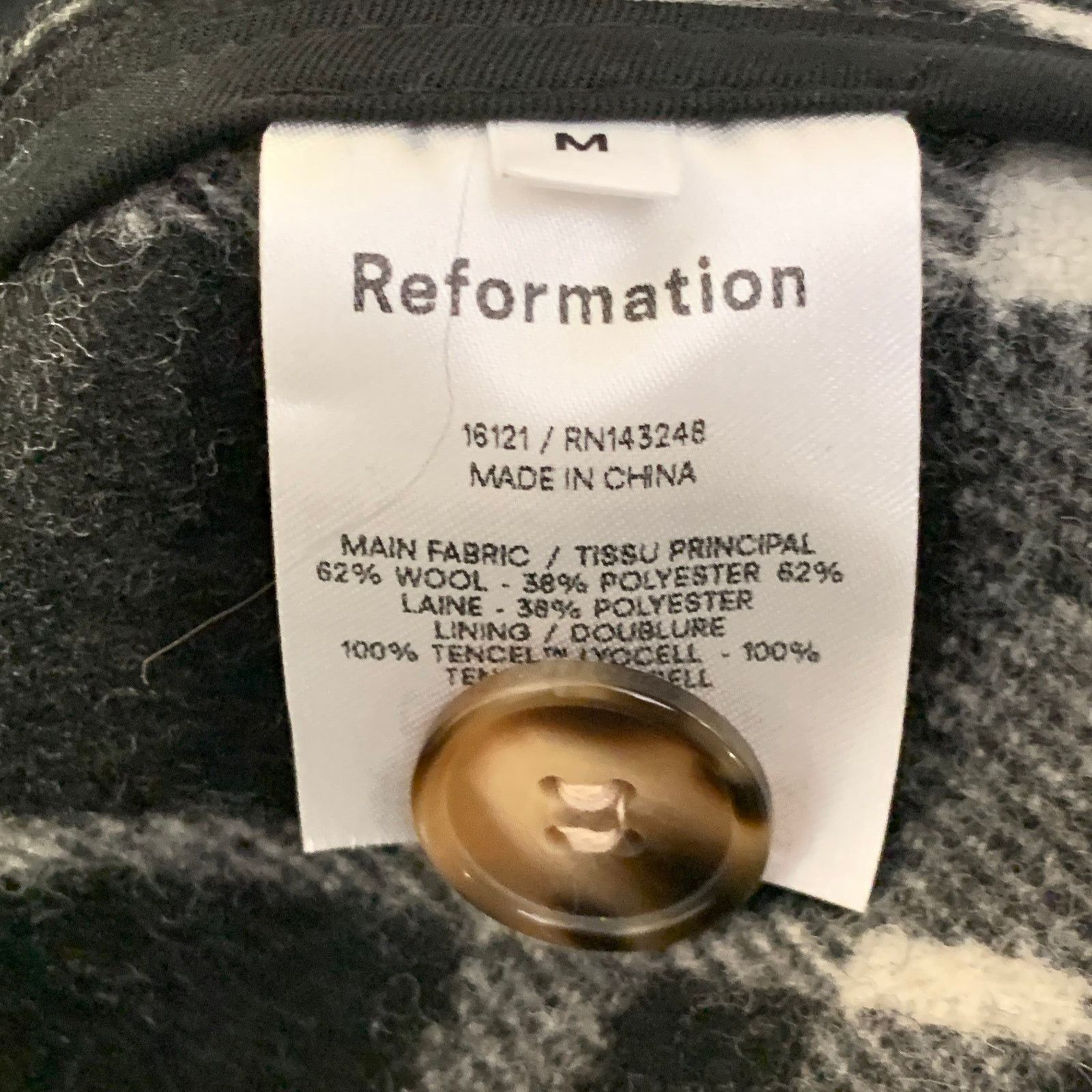 Reformation REFORMATION Size M Black White Wool Blend Plaid Shirt Jacket Size M / US 6-8 / IT 42-44 - 6 Thumbnail