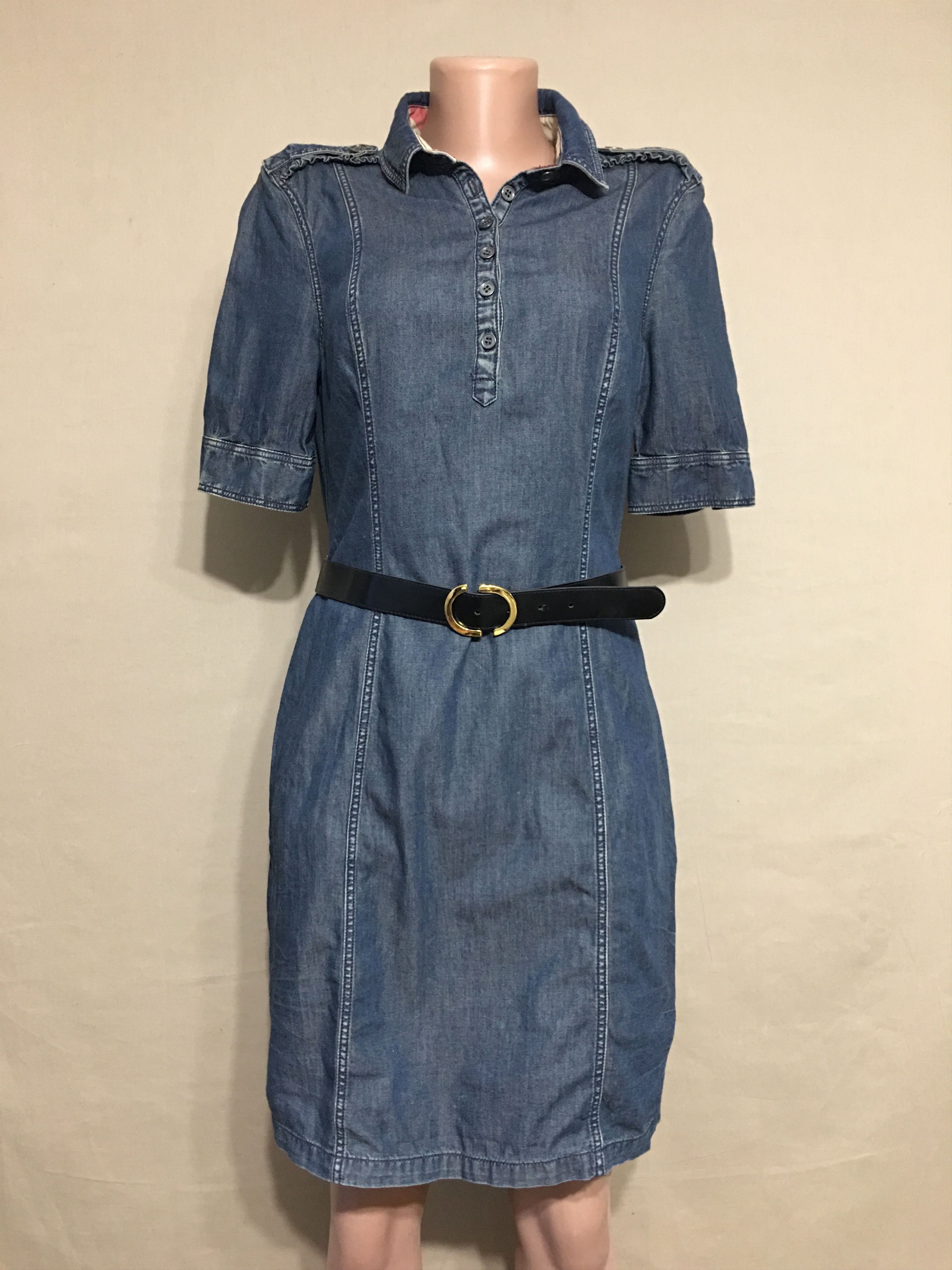 Burberry Burberry Brit Denim Blue Cotton Dress UK8 US6 Size S / US 4 / IT 40 - 1 Thumbnail