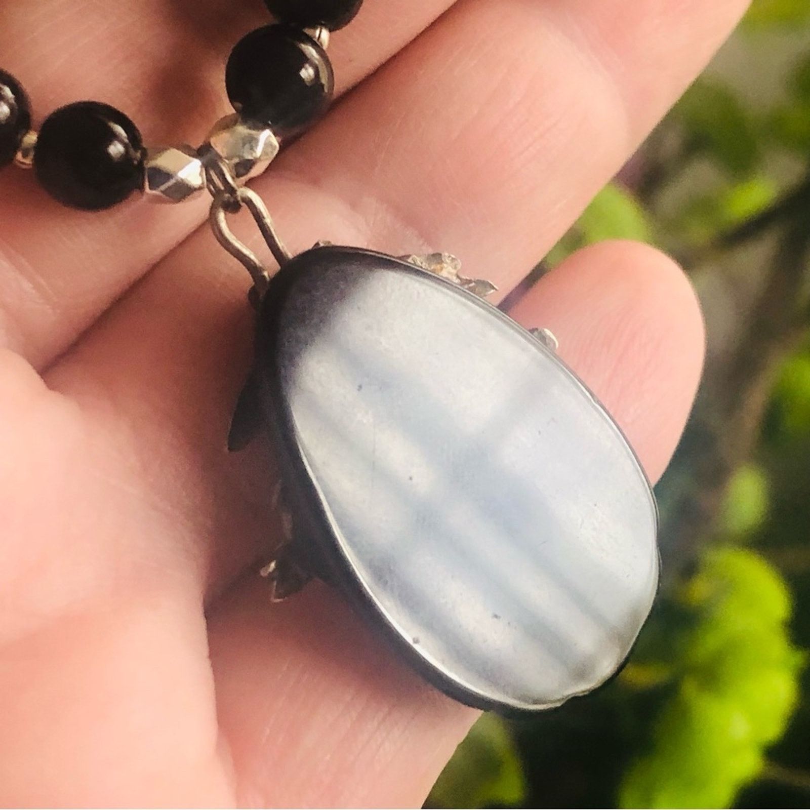 Handmade Handcrafted repurpose black Chalcedony stone Pearl necklace Size ONE SIZE - 9 Thumbnail