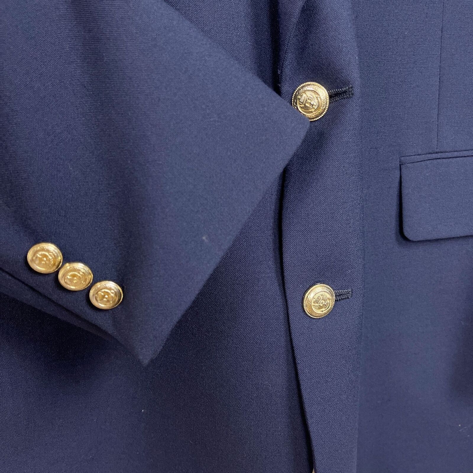 Jos. A. Bank Jos A Bank Kent Hopsack Blazer Navy Blue Gold Mens 46 Size 46L - 3 Thumbnail