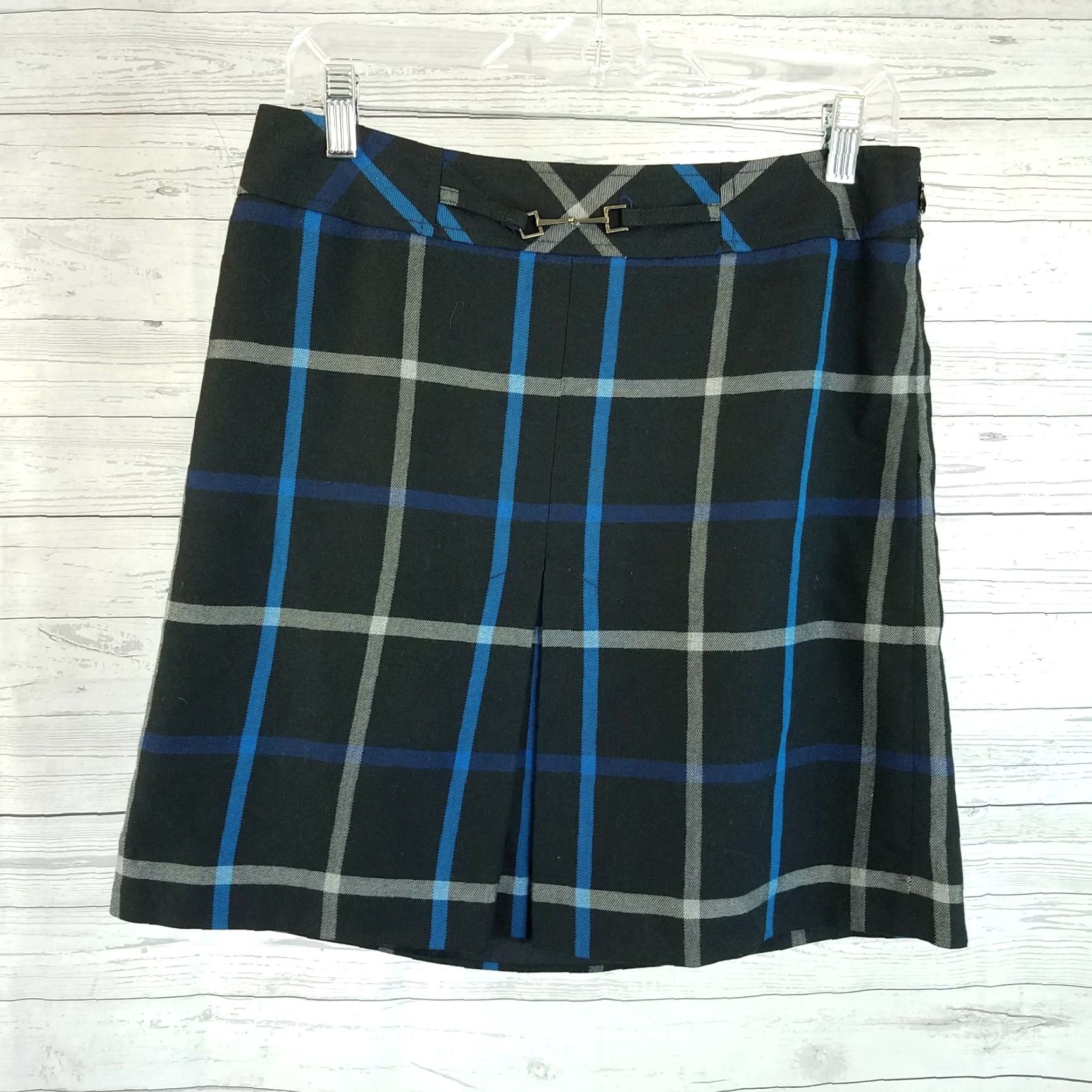 Loft VINTAGE Ann Taylor LOFT Womens Skirt Sz 6 Black Blue Windowpane Lined Size 28" / US 6 / IT 42 - 2 Thumbnail