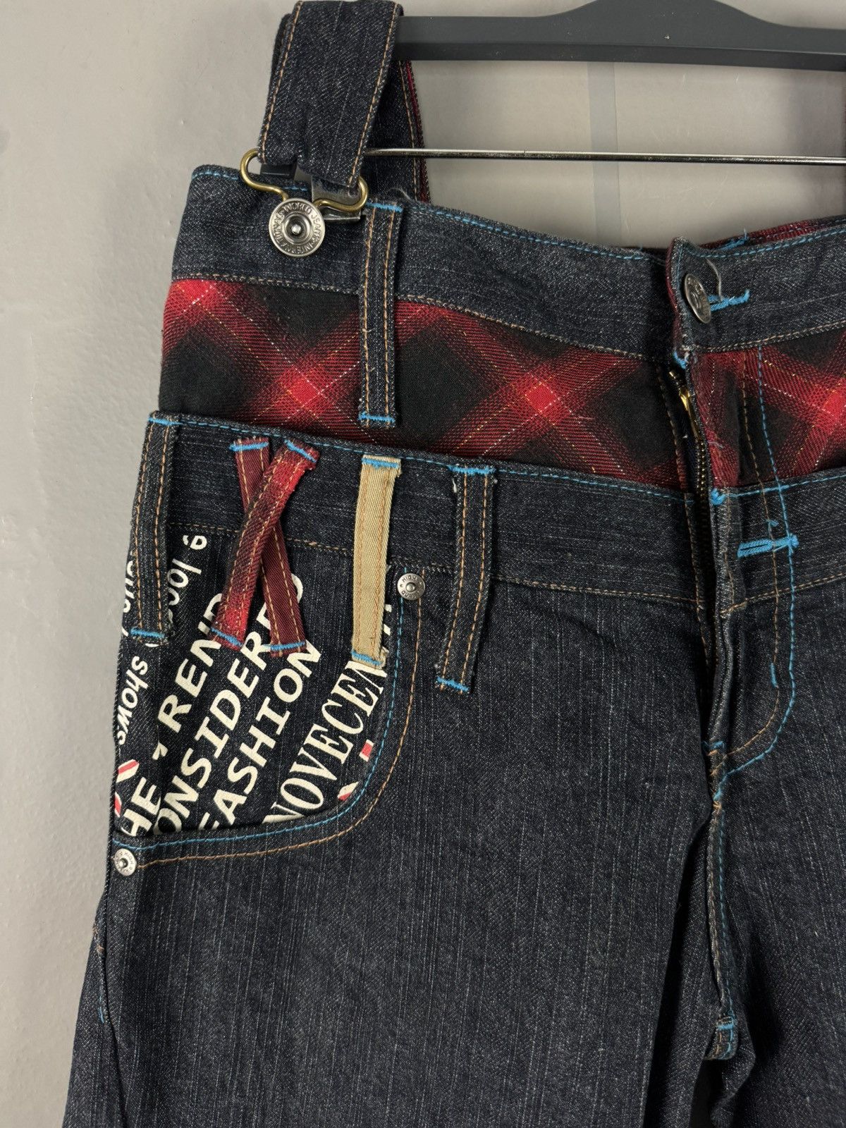 Japanese Brand JAPANESE DESIGN DOUBLE WAIST CURVED PUNK STYLE DENIM JEANS Size US 29 - 3 Thumbnail