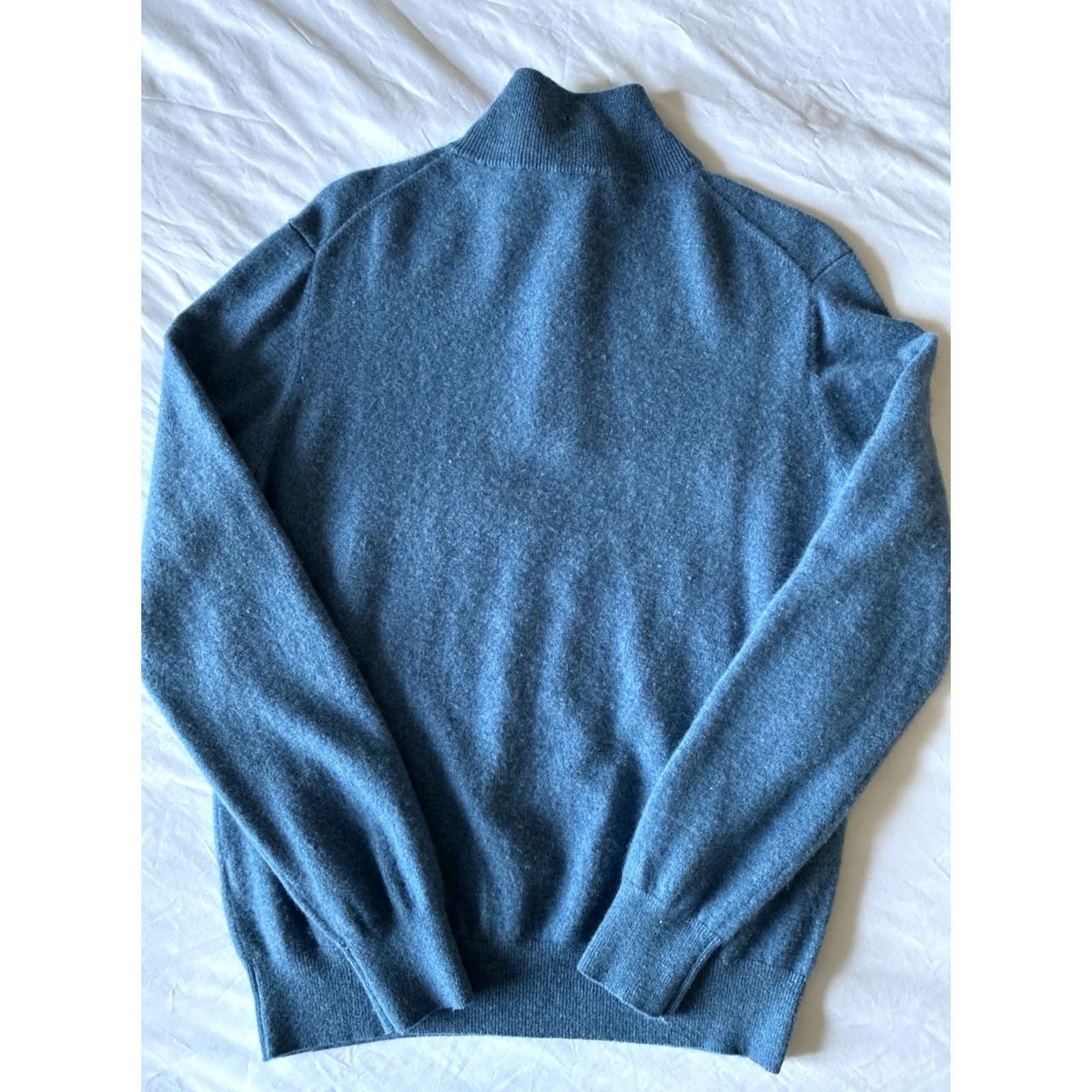 Neiman Marcus Neiman Marcus Men's 100% Cashmere 1/4-Zip Sweater Blue Large Long Sleeve Size US L / EU 52-54 / 3 - 7 Thumbnail