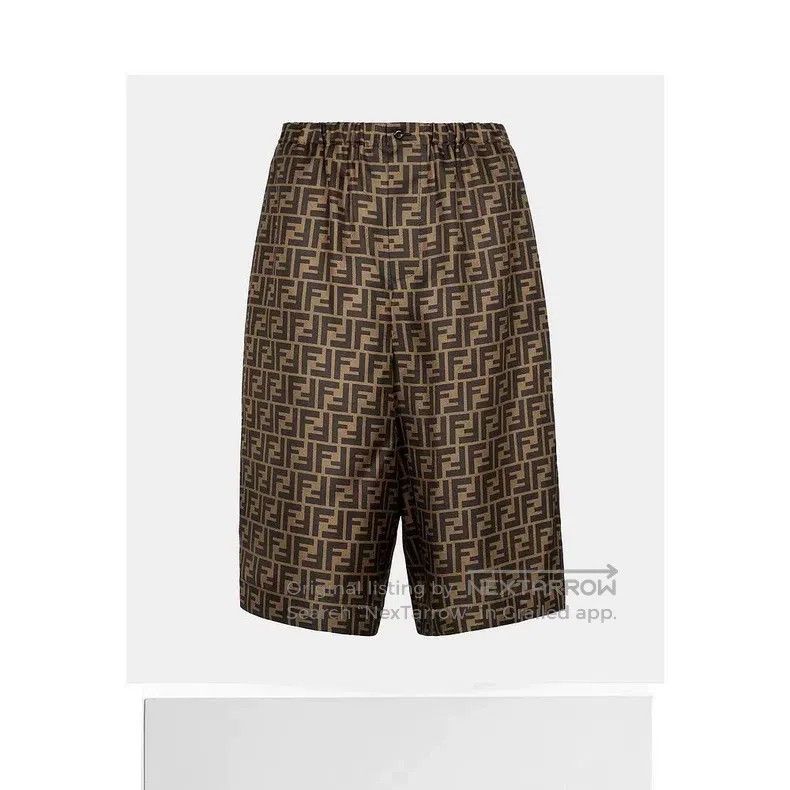 Fendi Silk all-over print monogrammed shorts elastic wais