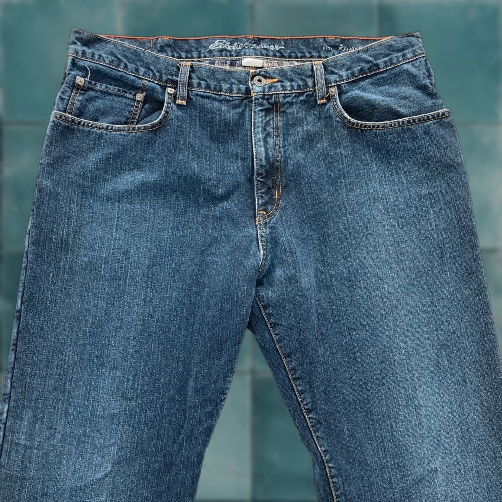 Eddie Bauer Eddie Bauer Flannel Lined Jeans Mens 40x34 Relaxed Straight Dark Blue Denim Camp Size US 40 / EU 56 - 1 Thumbnail