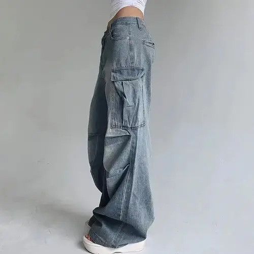 Designer × Japanese Brand × Vintage Retro washed distressed cargo pocket wide leg jeans Size 26" / US 2 / IT 38 - 1 Thumbnail