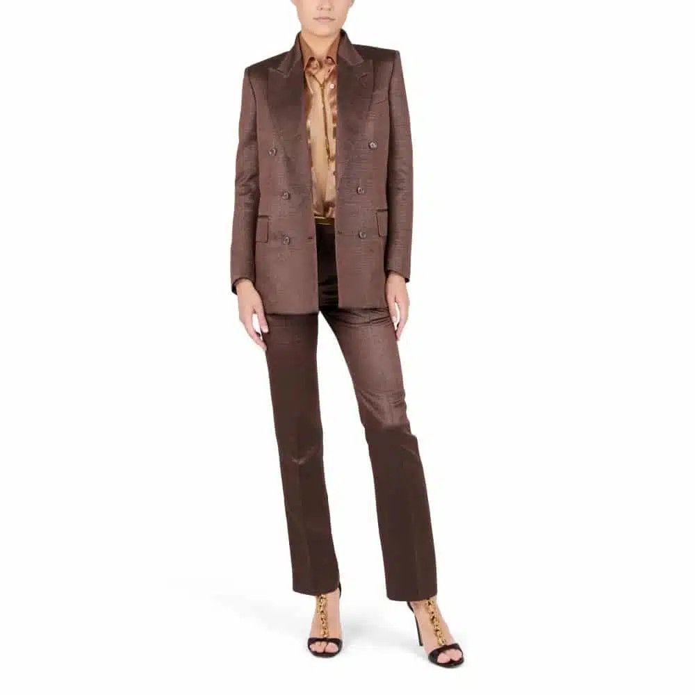 Tom Ford o1loc1c0126 GI2971 Wool & Silk Twill Double breasted Jacket Size XS / US 0-2 / IT 36-38 - 2 Thumbnail