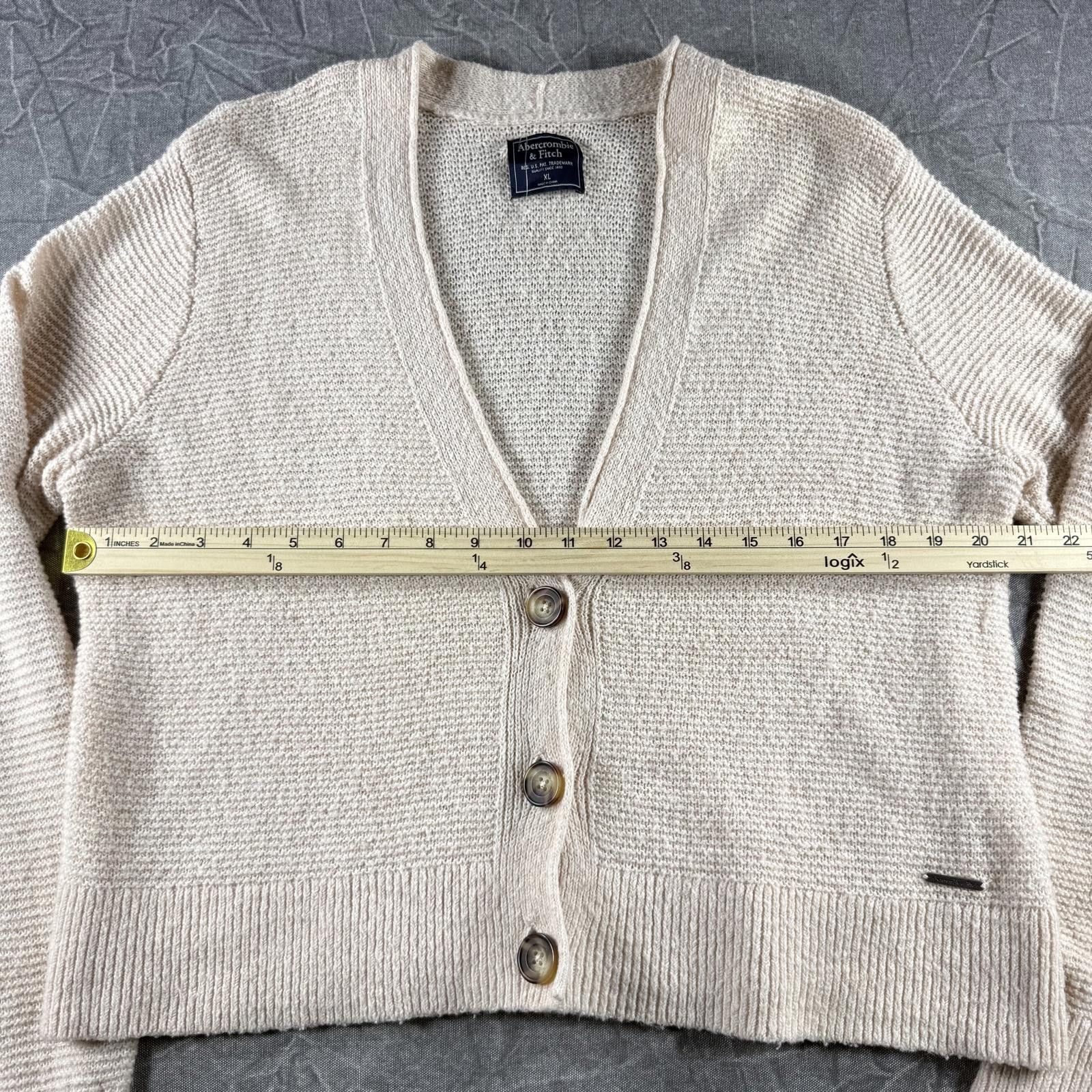 Abercrombie & Fitch Abercrombie Cardigan Women's XL Cream Knit Button Size XL / US 12-14 / IT 48-50 - 6 Thumbnail