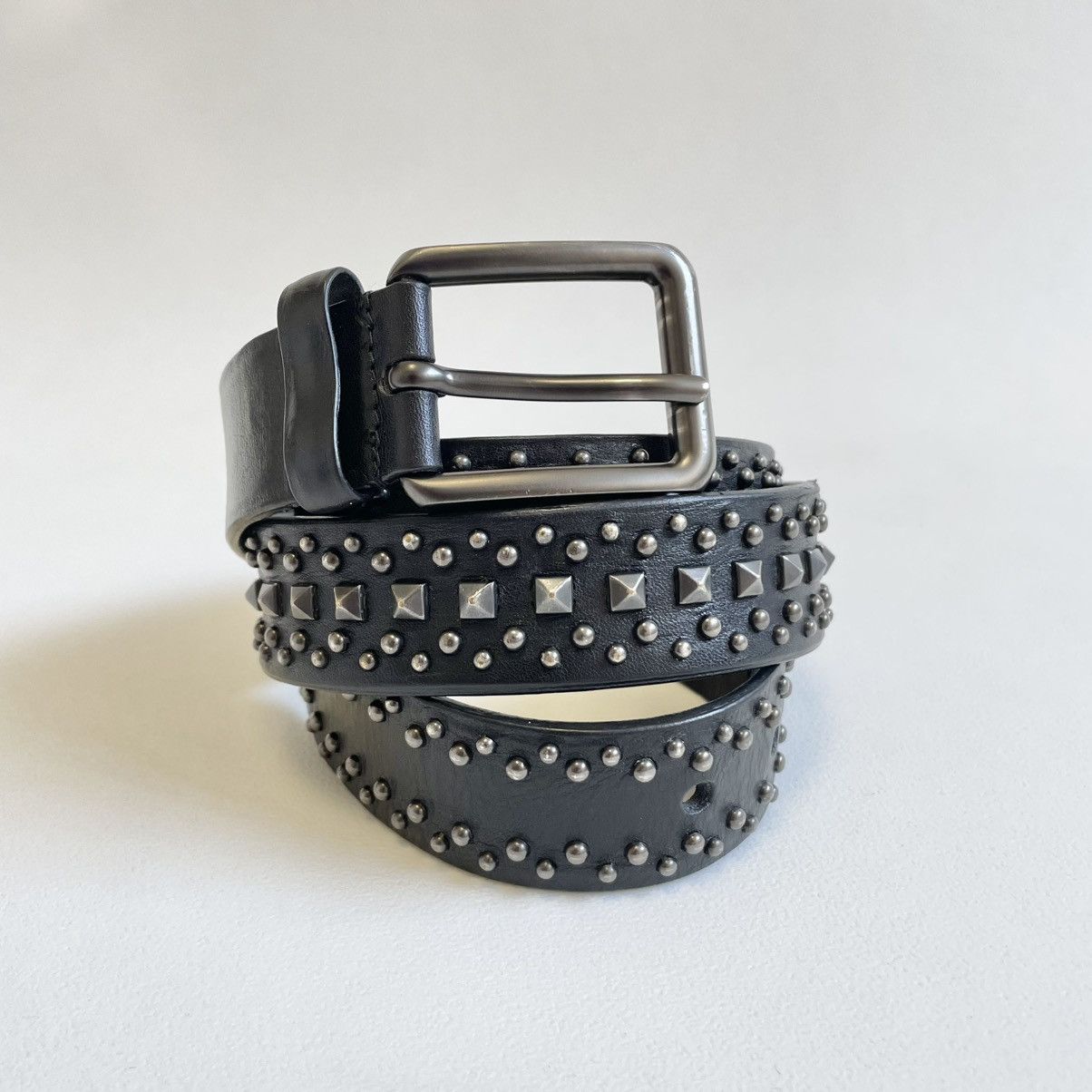 Prada 3cm Black Leather Metal Studded Belt Size 36 - 1 Thumbnail