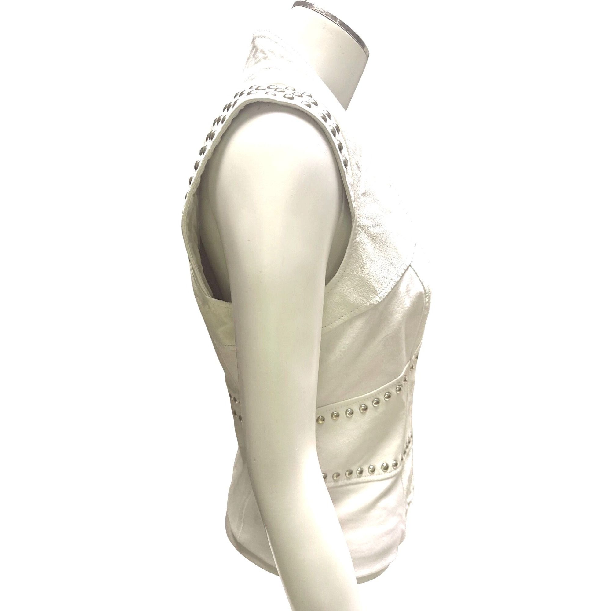 Bebe Bebe Small White Danica Studded Leather Zip Vest Y2K Moto Gl Size S / US 4 / IT 40 - 3 Thumbnail