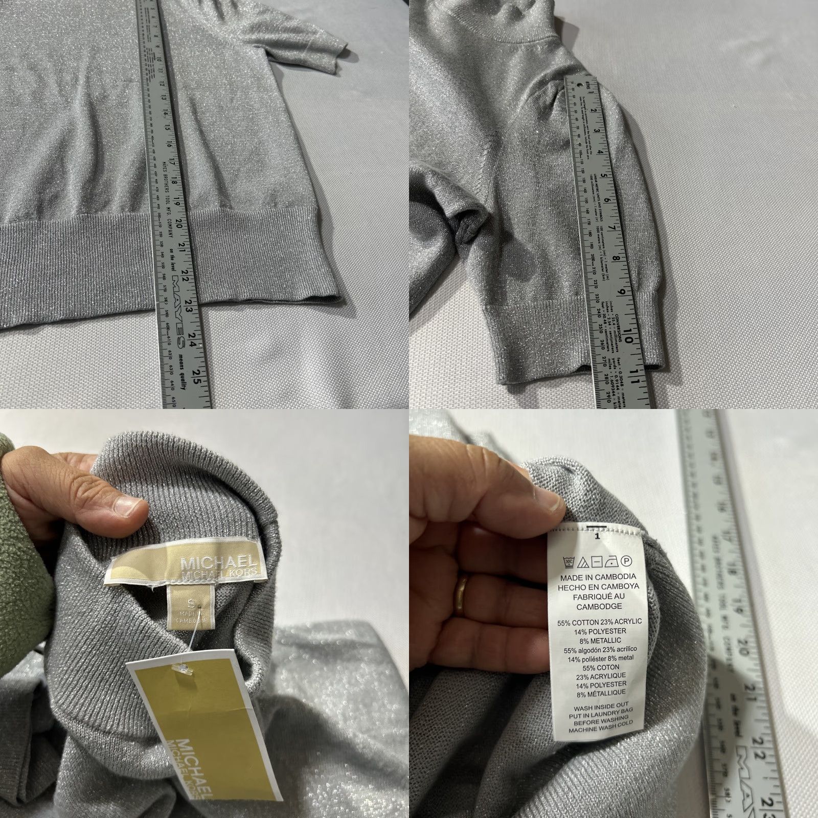 Michael Kors Michael Kors Blouse Women’s Size S Turtleneck Sparkle Shimmer Top Glitter Silver Size S / US 4 / IT 40 - 8 Thumbnail