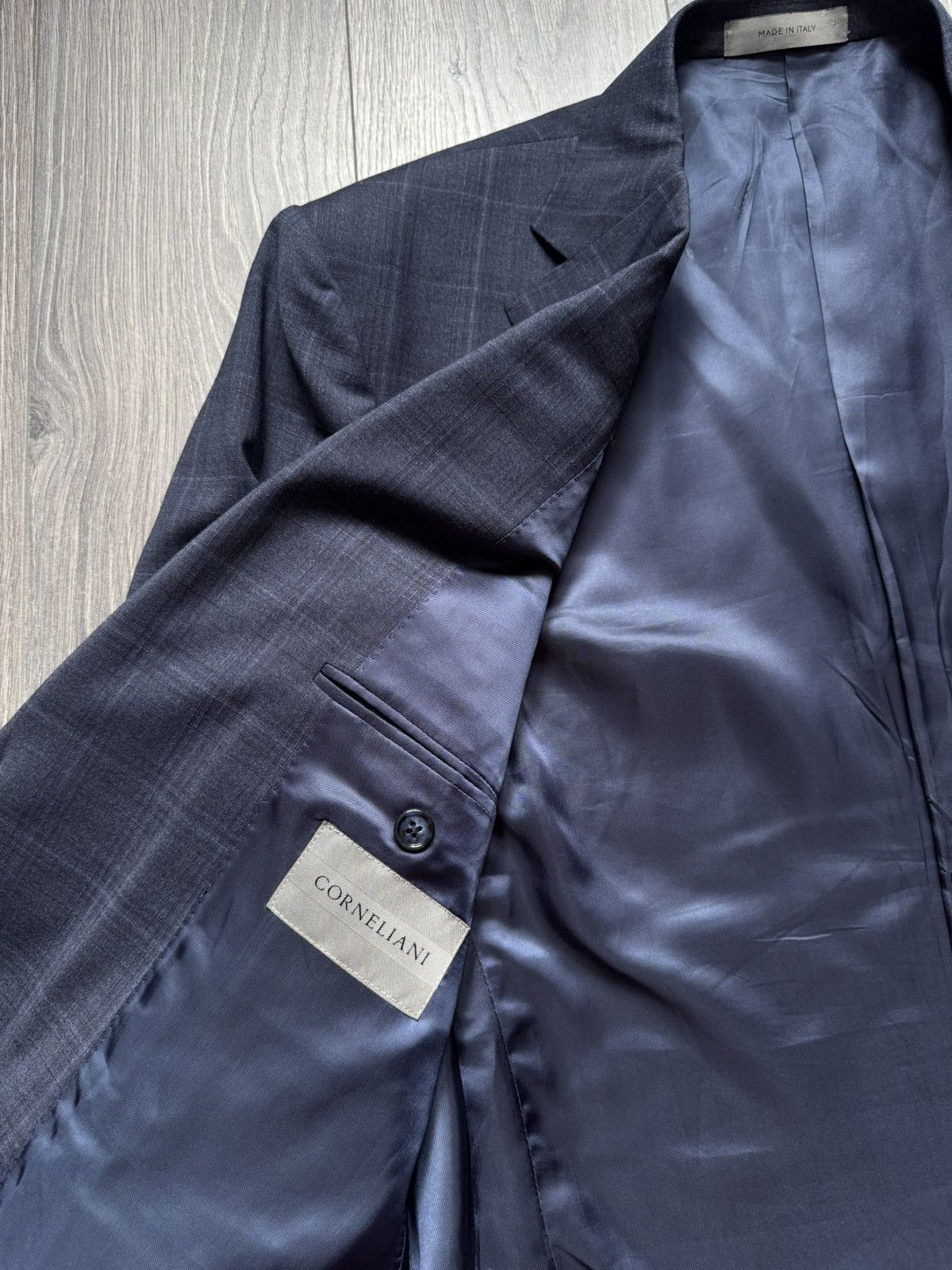 Corneliani Corneliani Dark Blue Wool Windowpane Two-Piece Suit 54R Size 54R - 6 Thumbnail
