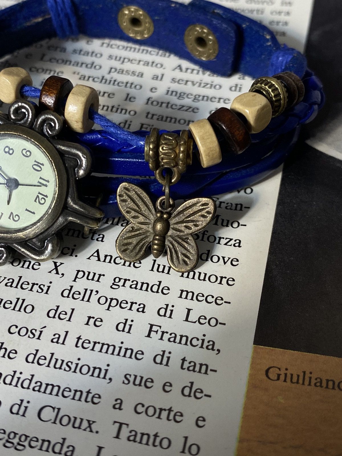 Jewelry Blue Boho Bracelet Watch with Butterfly Charm Size ONE SIZE - 3 Thumbnail