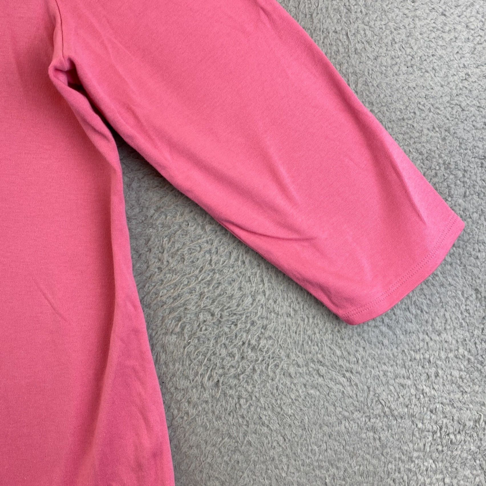 Croft & Barrow Croft & Barrow Shirt Womens XL Pink Long 3/4 Sleeve Round Neck Cotton / 77-55 Size XL / US 12-14 / IT 48-50 - 3 Thumbnail