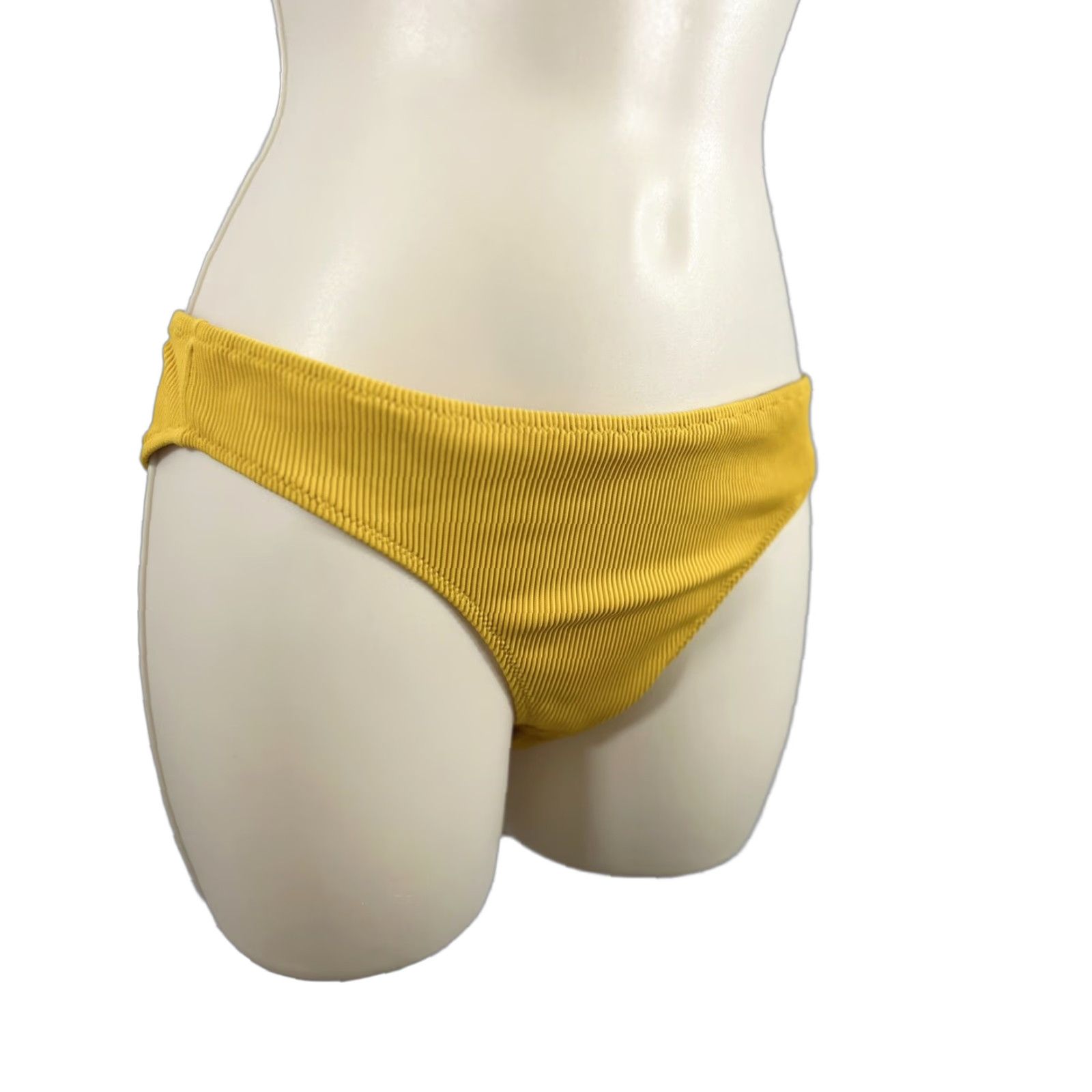 Vintage Aerie Bikini Bottom Women Small S Mustard Solid Ribbed Full Coverage Swim Bottom Yellow NS Size 28" / US 6 / IT 42 - 1 Thumbnail