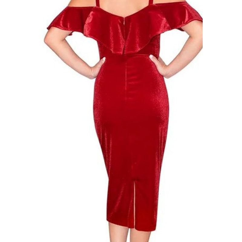 Other RACHEL RACHEL ROY Women's Ruffled Midi Velvet Dress | XSmall Size XS / US 0-2 / IT 36-38 - 4 Thumbnail