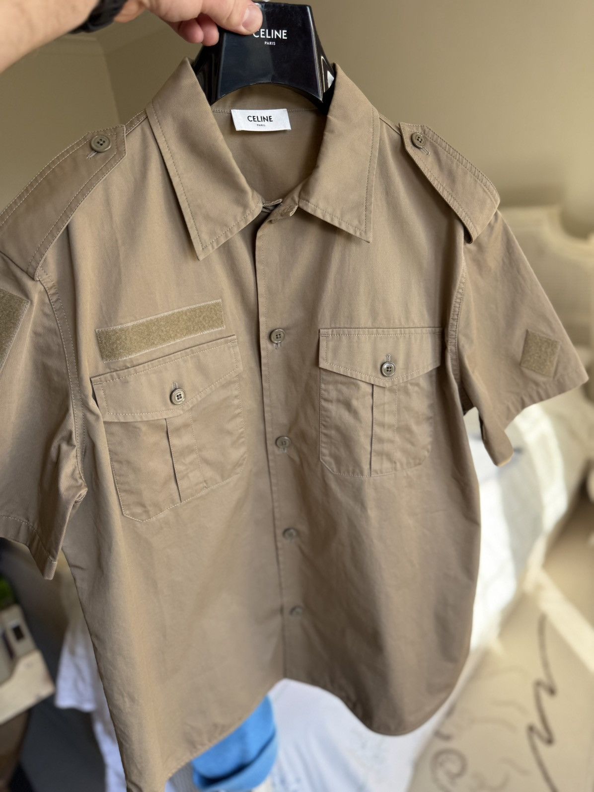 Celine SS23 $990 🤑 Celine military short sleeve shirt Hedi 41 L Size US L / EU 52-54 / 3 - 19 Thumbnail