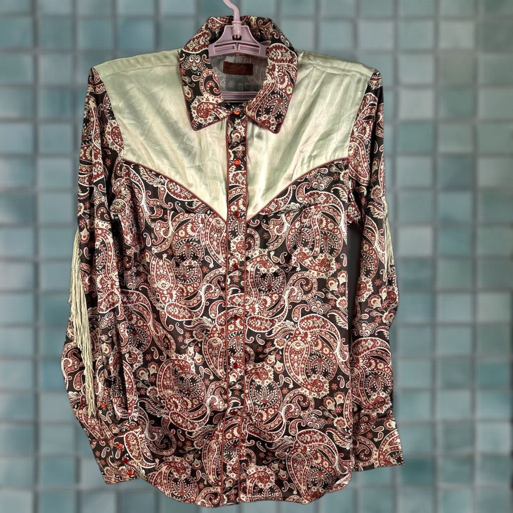 Scully Scully Western Floral Fringe Button Shirt Women Size S Beige Size S / US 4 / IT 40 - 1 Thumbnail