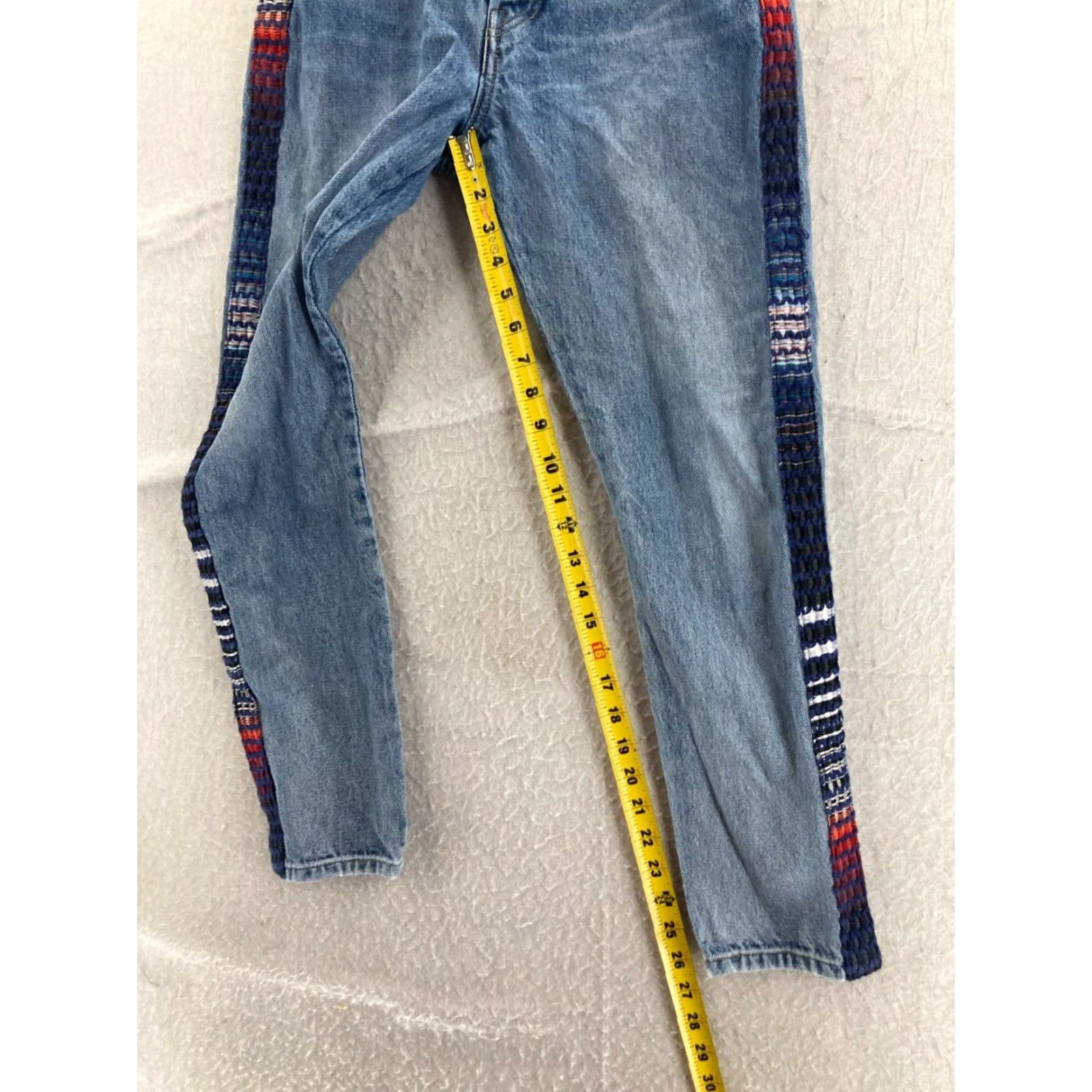 Levi's Levi's 501 Jeans Womens Skinny Button Fly Embroidered S 27/28 Blue Cotton Denim Regular Rise Mid Adult Women Jeans Size 27" / US 4 / IT 40 - 5 Thumbnail
