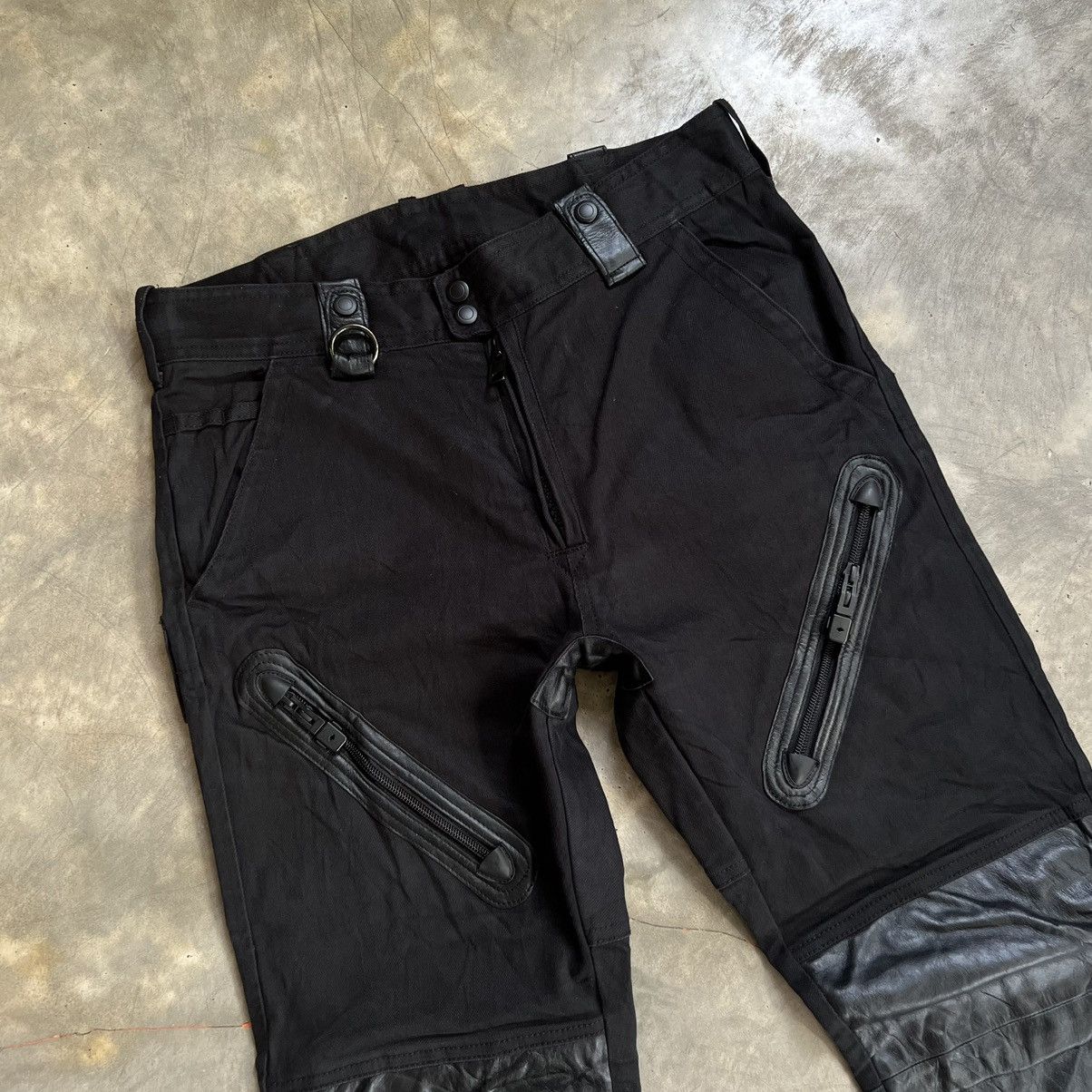 If Six Was Nine P.D.W Riders Demin Leather Cargo Pants Size US 33 - 3 Thumbnail