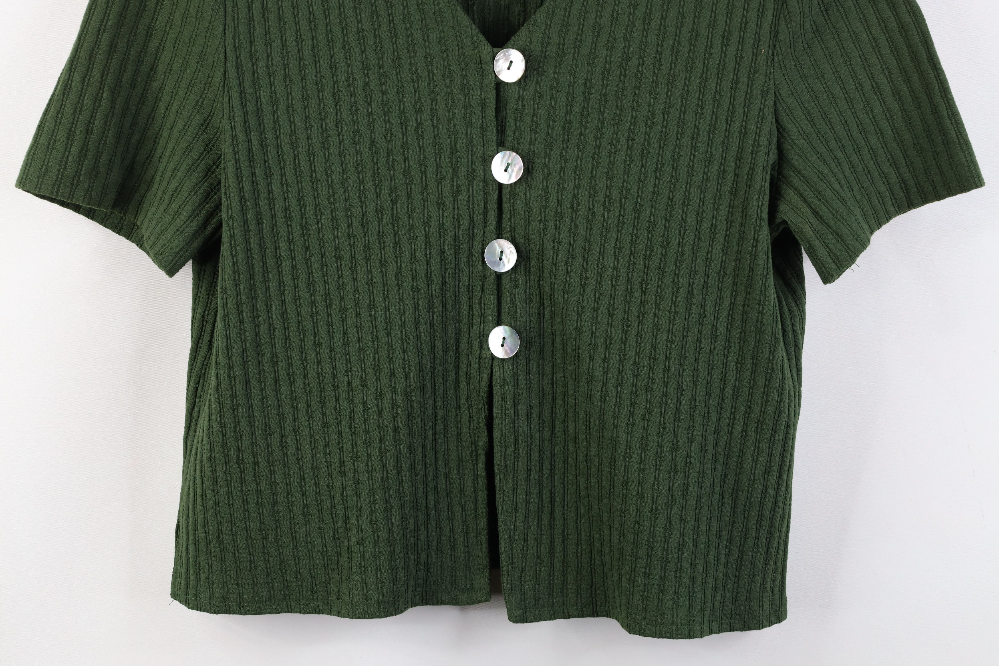 Vintage Vintage 90s Y2K Babydoll Ribbed Knit Cardigan Shirt USA Size XXL / US 16-18 / IT 52-54 - 3 Thumbnail