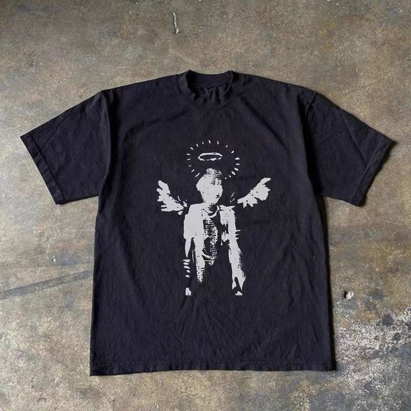 Vintage Street washed retro angel print cotton t-shirt Size US L / EU 52-54 / 3 - 1 Thumbnail