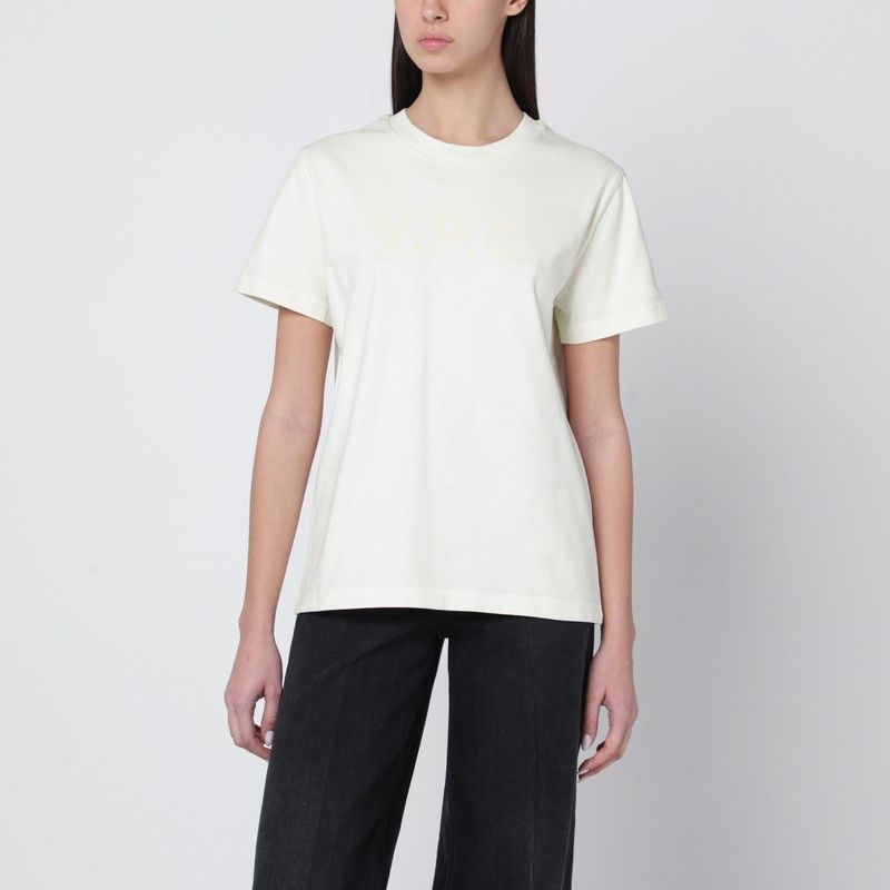 A.P.C. A.P.C. T-Shirt With Crew Neck In Ecru With Logo Size XS / US 0-2 / IT 36-38 - 1 Thumbnail