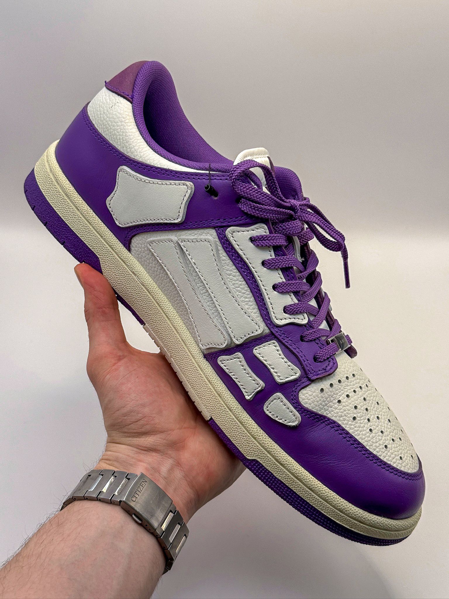 Amiri AMIRI Skel Top Low "Purple White" 2022 Skeleton Bones Size US 13 / EU 46 - 8 Thumbnail