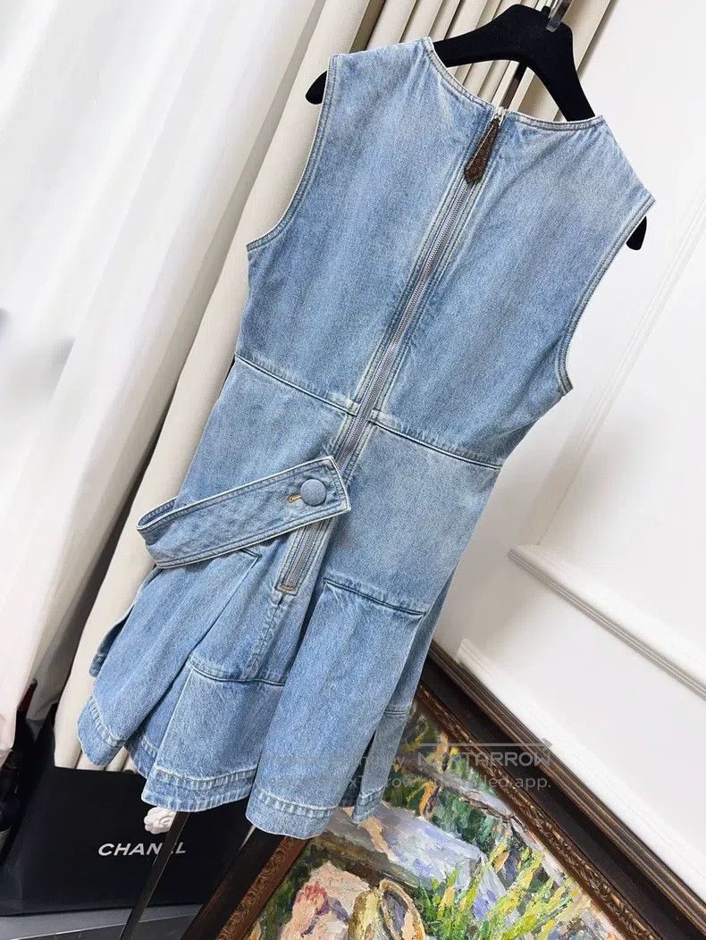 Louis Vuitton Louis Vuitton Blue Denim Belted Sleeveless Dress Size S / US 4 / IT 40 - 2 Thumbnail