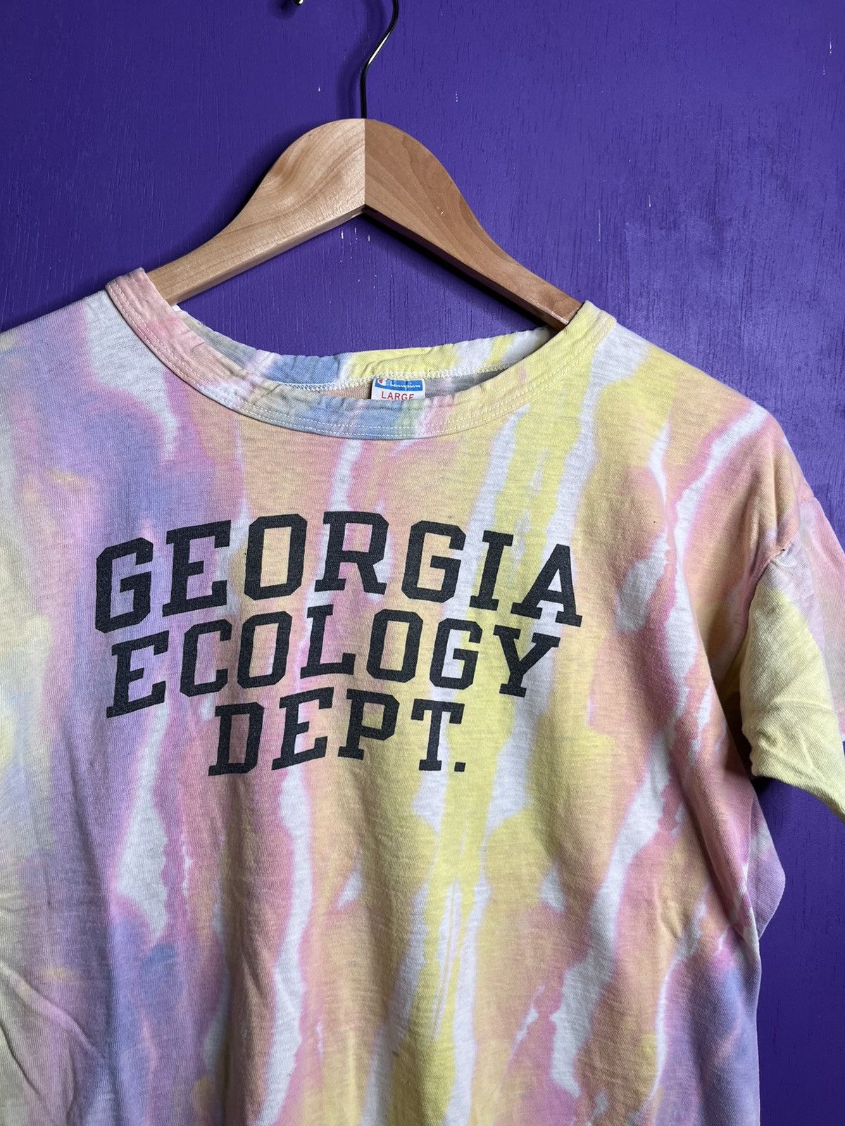 Champion × Vintage Vintage 70s Champion Georgia ecology tie dye t-shirt Size M / US 6-8 / IT 42-44 - 3 Thumbnail