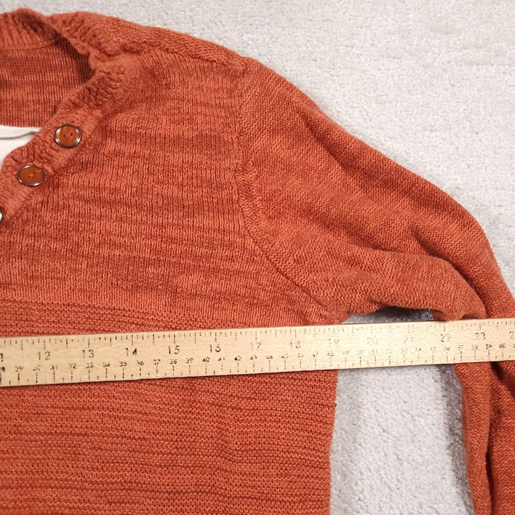 Vintage Christopher & Banks Sweater Women’s Large Orange 3/4 Sleeve V-Neck Knit Size L / US 10 / IT 46 - 7 Thumbnail