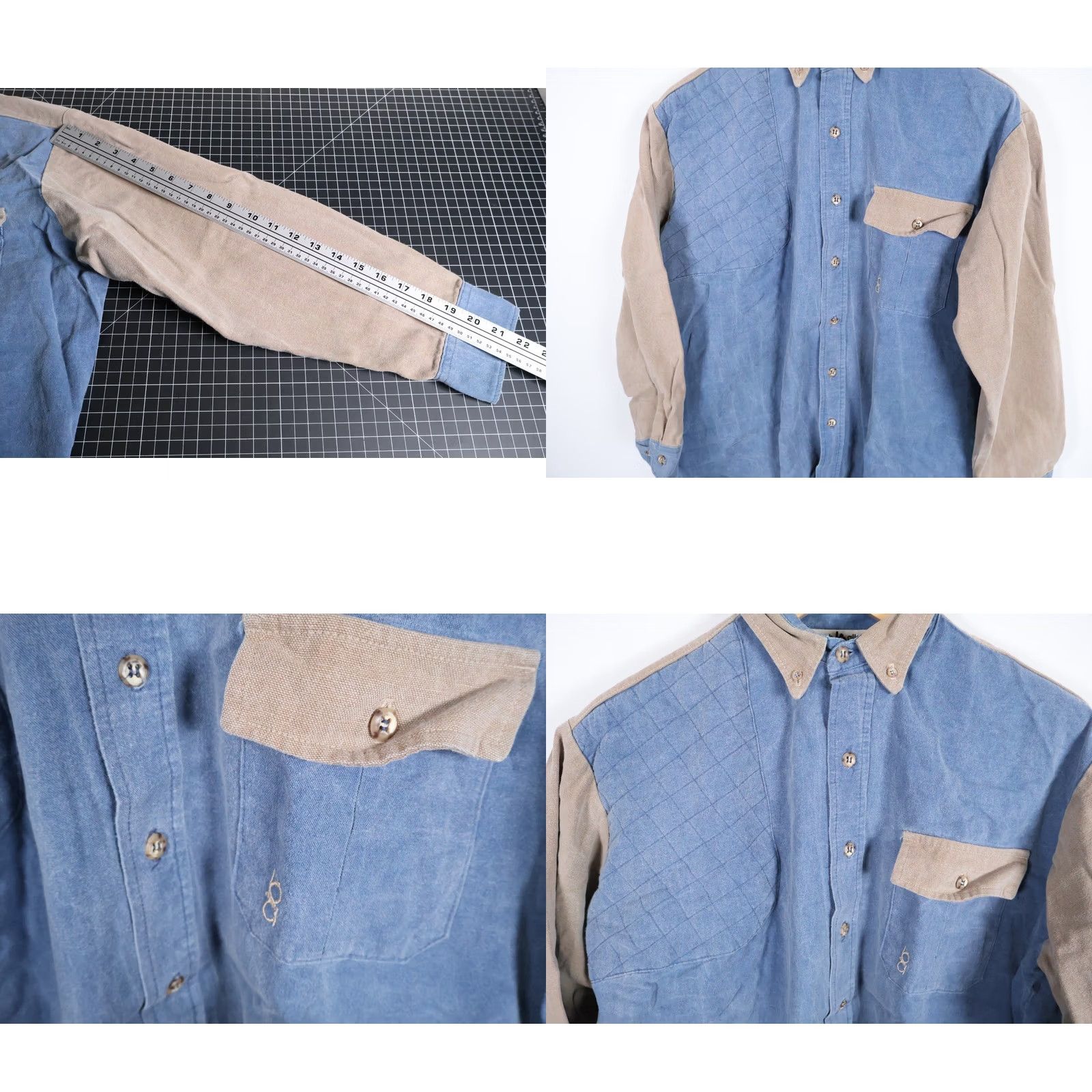 Vintage VINTAGE Bob Allen Canvas Shooting Shirt Men's Large Blue Beige Relaxed Fit Outdoor Size US L / EU 52-54 / 3 - 8 Thumbnail