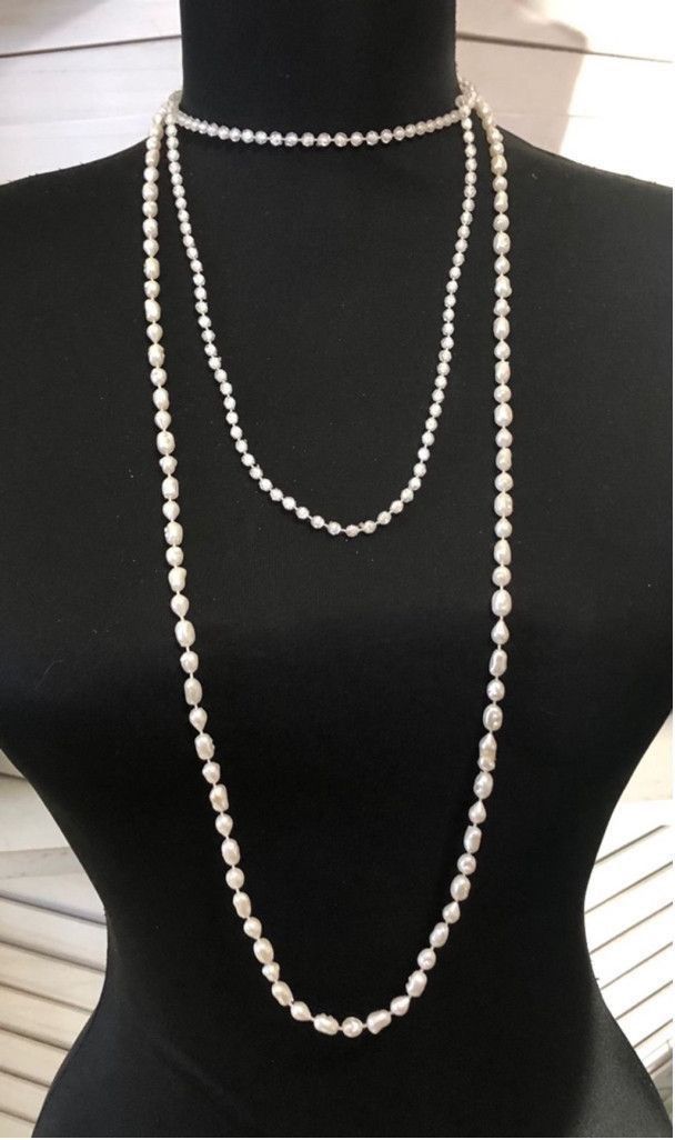 Vintage Vintage Beaded Pearl Necklace Two Strands with Earrings Set Size ONE SIZE - 1 Thumbnail