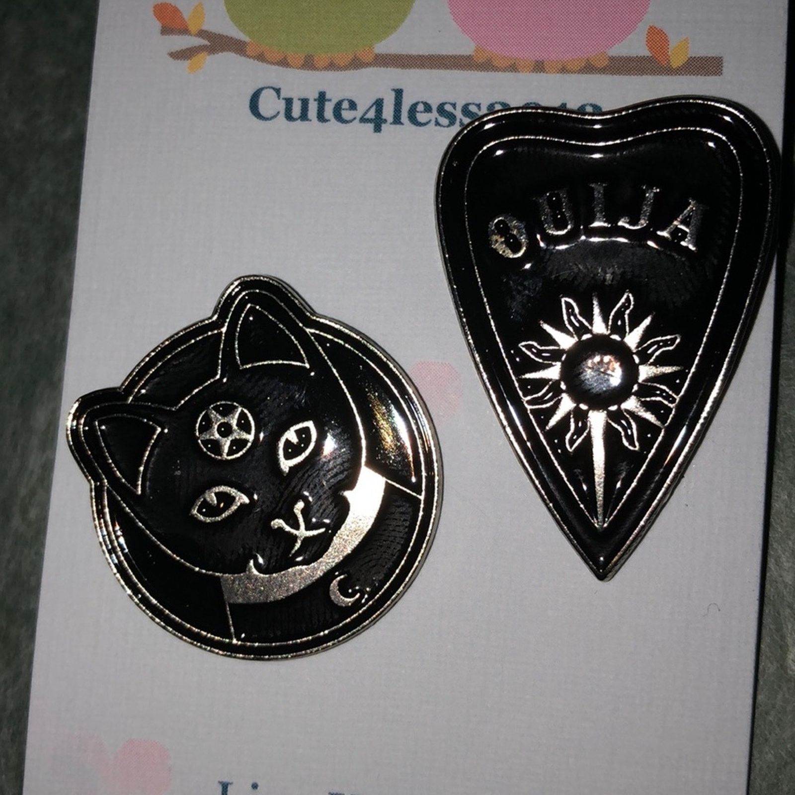 Other 2 Piece Ouija Cat Mystical Pin Set Brooch Size ONE SIZE - 1 Thumbnail