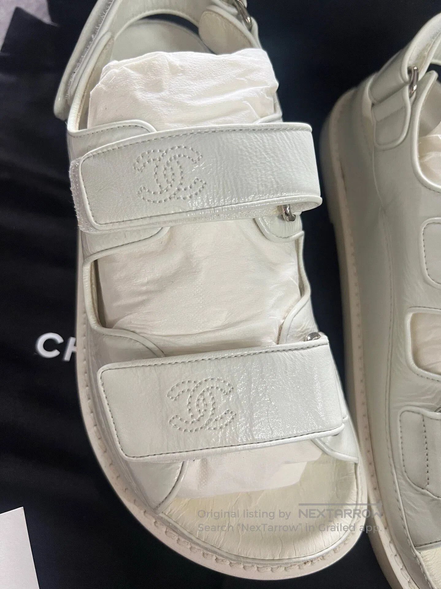 Chanel Chanel White Velcro Sandals| Size US 5 / IT 35 - 2 Thumbnail