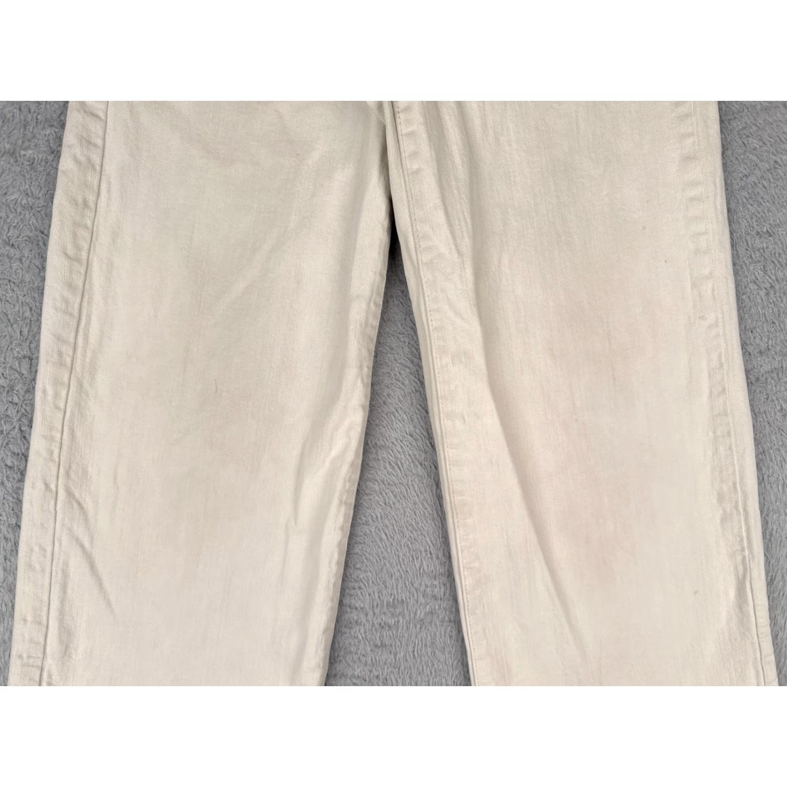 Denime &Denim Jeans Womens White High Rise Wide Leg Cotton Blend 27 Regular 26x25 Distressed, Raw Hem, Logo, Embroidered 5-Pocket Denim Vintage No Mens? Size 27" / US 4 / IT 40 - 3 Thumbnail