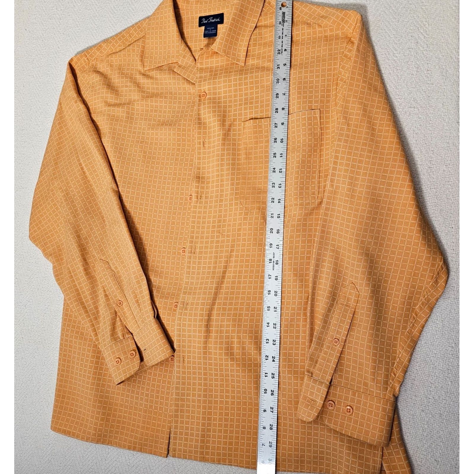 Vintage Paul Fredrick Silk Button-Up Shirt Men's L Orange Checkered Long Sleeve Button-Up Shirt Size US L / EU 52-54 / 3 - 4 Thumbnail