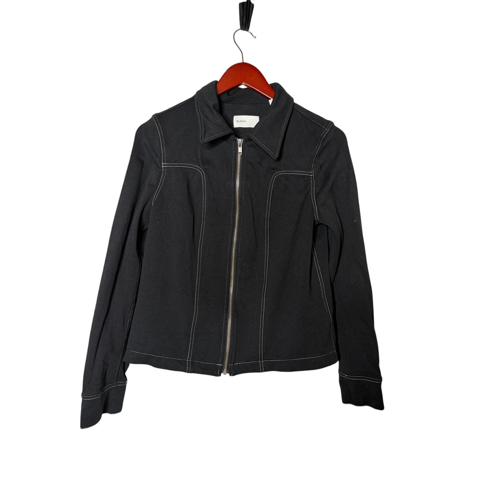Baldwin BLDWN Baldwin full zip crop black jacket collar sz S Size S / US 4 / IT 40 - 1 Thumbnail