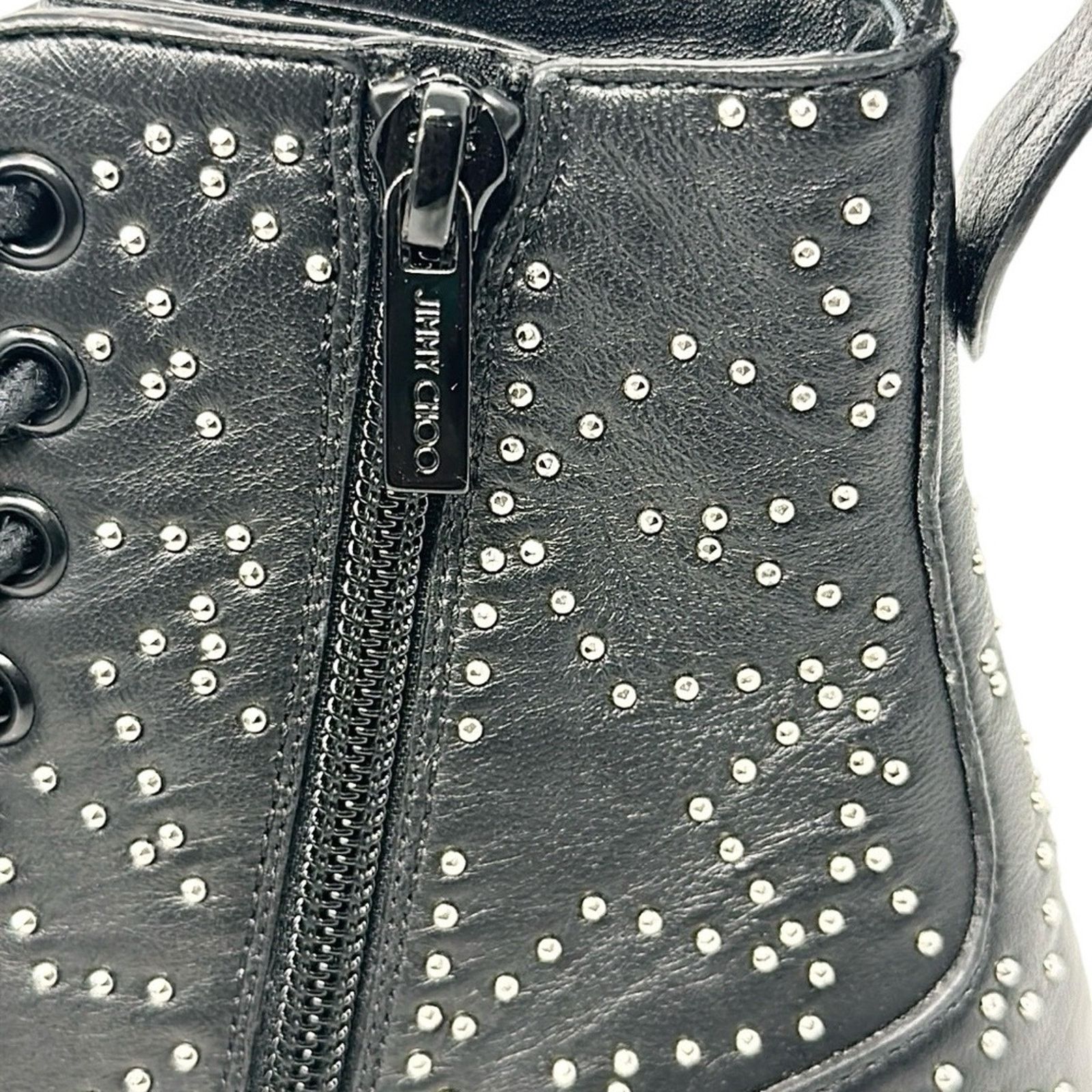 Jimmy Choo Jimmy Choo Cruz Leather Star Studded Combat Boots Black 37.5 Size US 7.5 / IT 37.5 - 7 Thumbnail