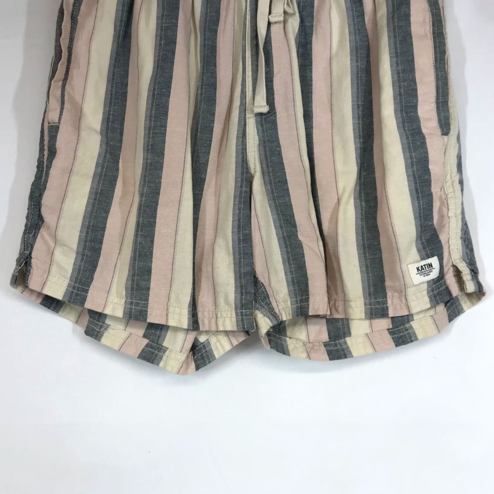 Katin Katin Multicolor Stripe Drawstring Waist Cotton & Linen SHORTS Womens L Size 36" / US 14 / IT 50 - 3 Thumbnail