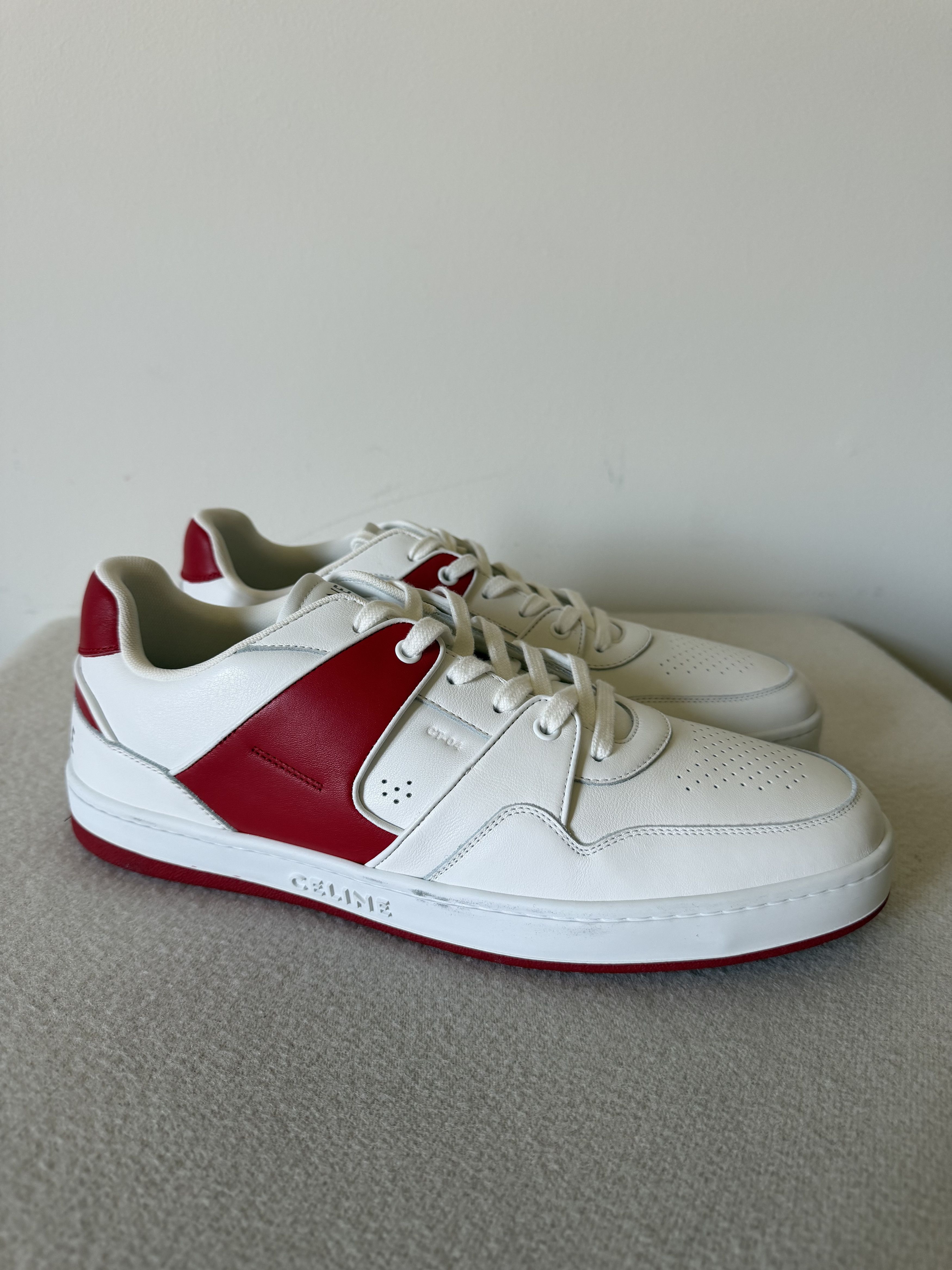 Celine Celine CT-04 Lace Up Sneakers in White Red Size US 13 / EU 46 - 1 Thumbnail