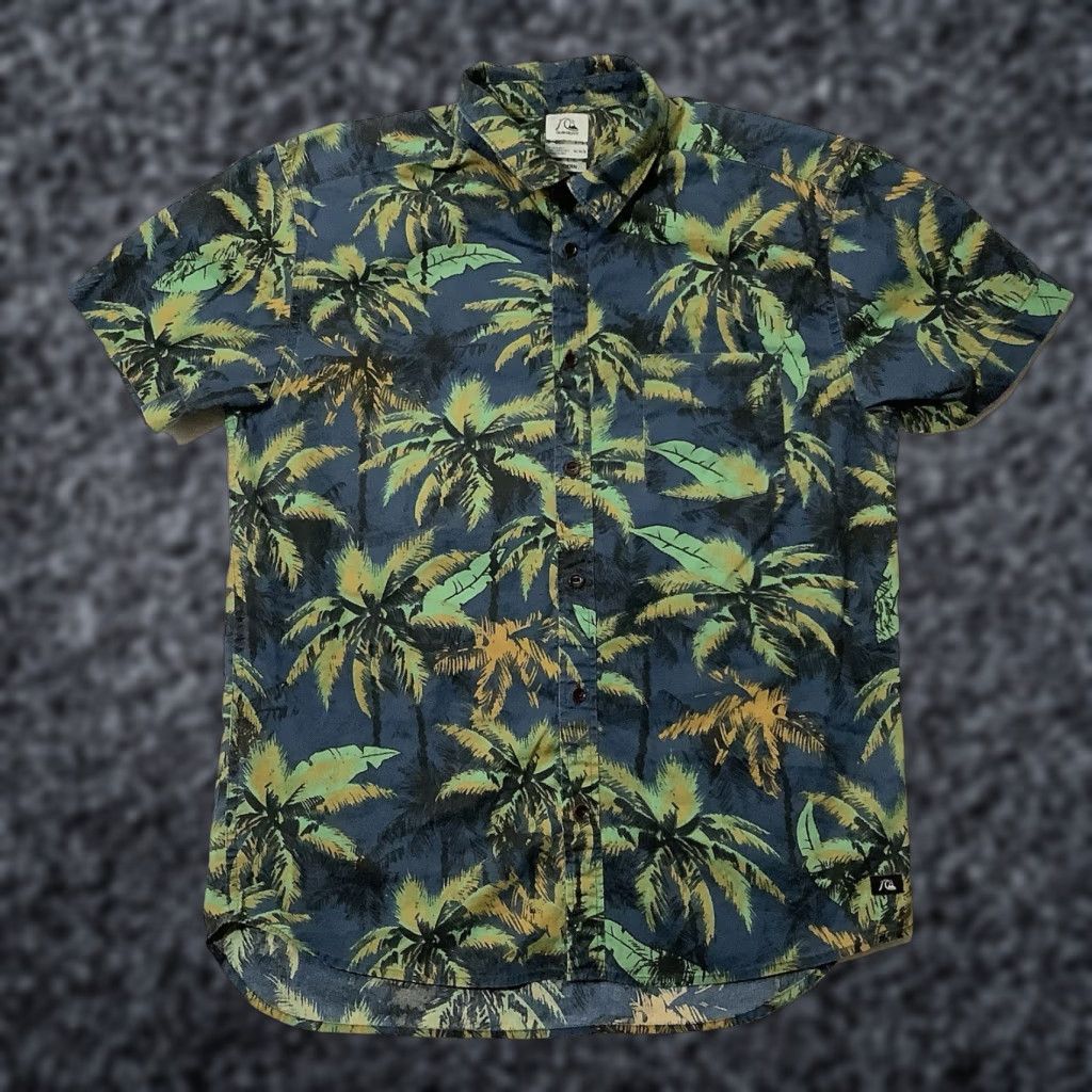 Quiksilver Quiksilver Shirt Mens Palm Tree Medium Hawai ian Modern Fit Button Up Short Sleeve Blue Cotton Spandex Size US M / EU 48-50 / 2 - 1 Thumbnail