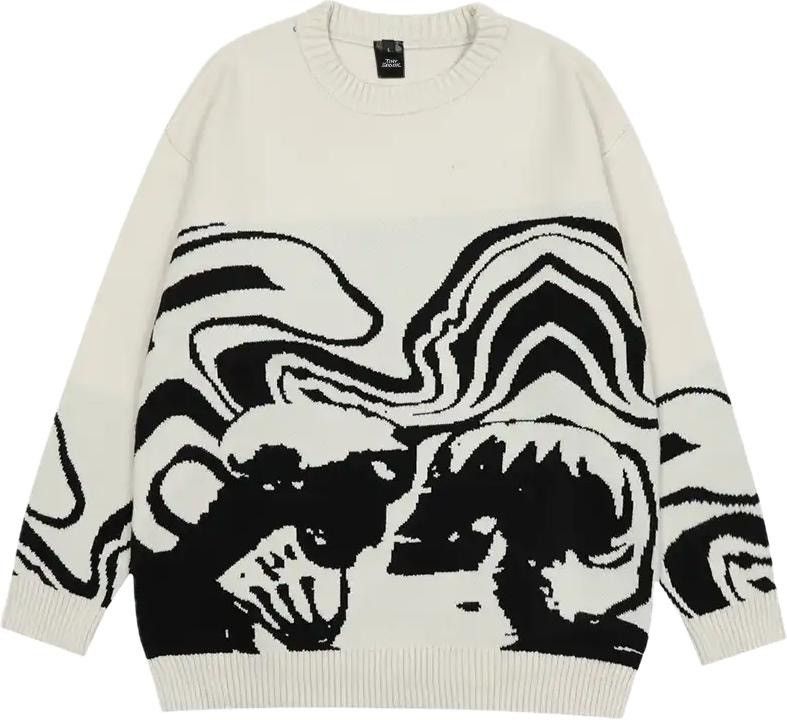 image of Vintage Pullover Casual Wool Sweater in White, Men's (Size XL)